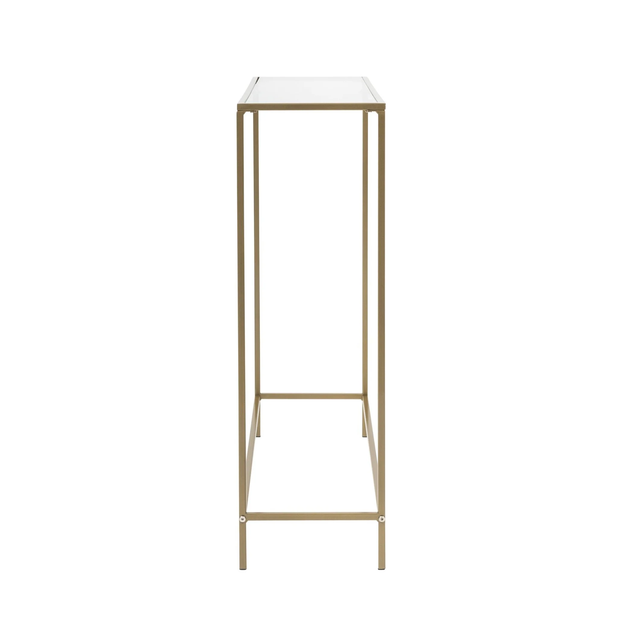 Minimalist Clear Glass and Gold Console Table By Homeroots - Image 3