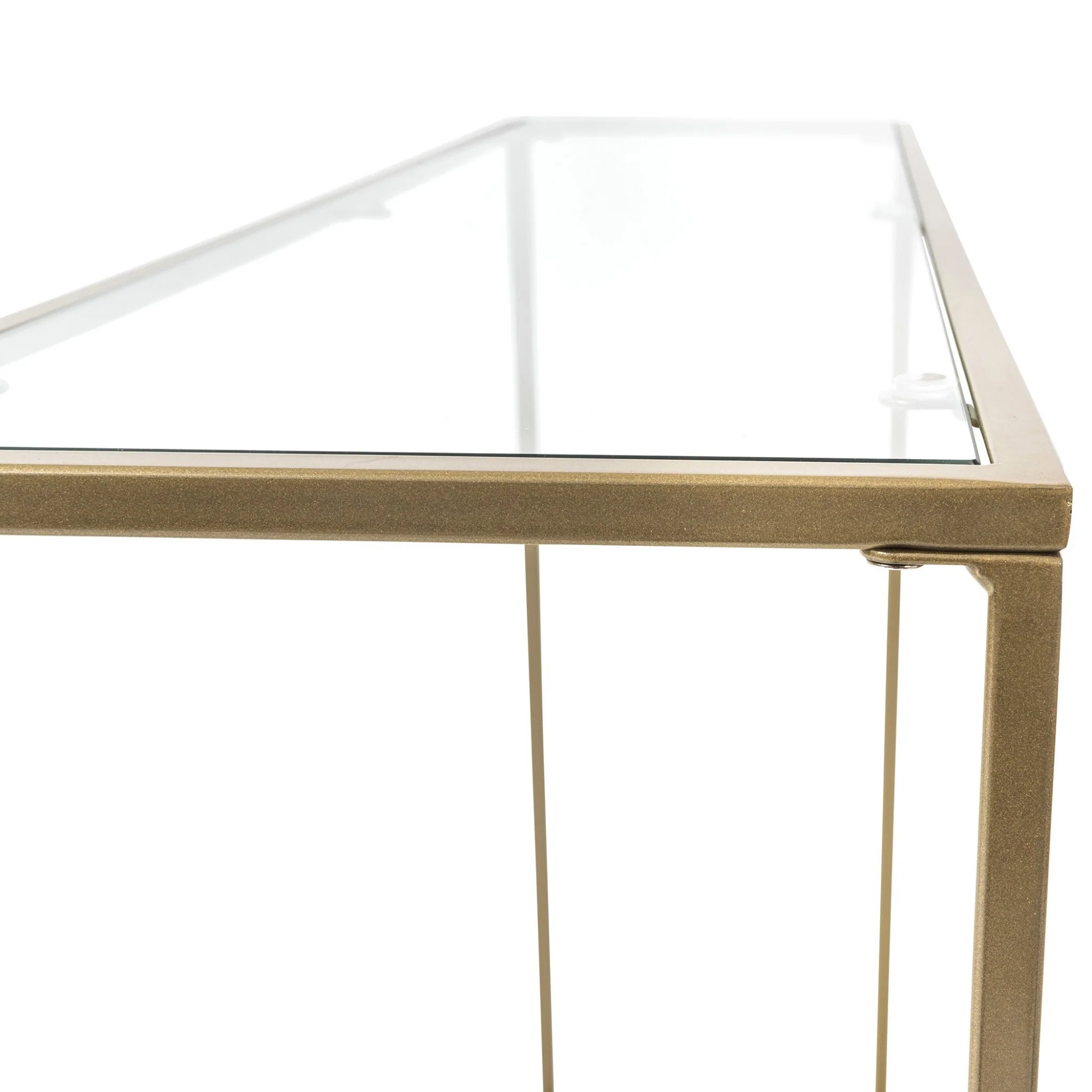 Minimalist Clear Glass and Gold Console Table By Homeroots - Image 4