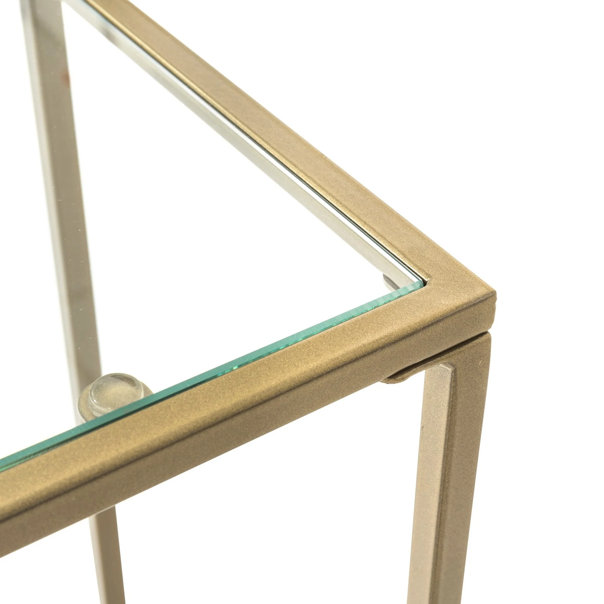 Minimalist Clear Glass and Gold Console Table By Homeroots - Image 5