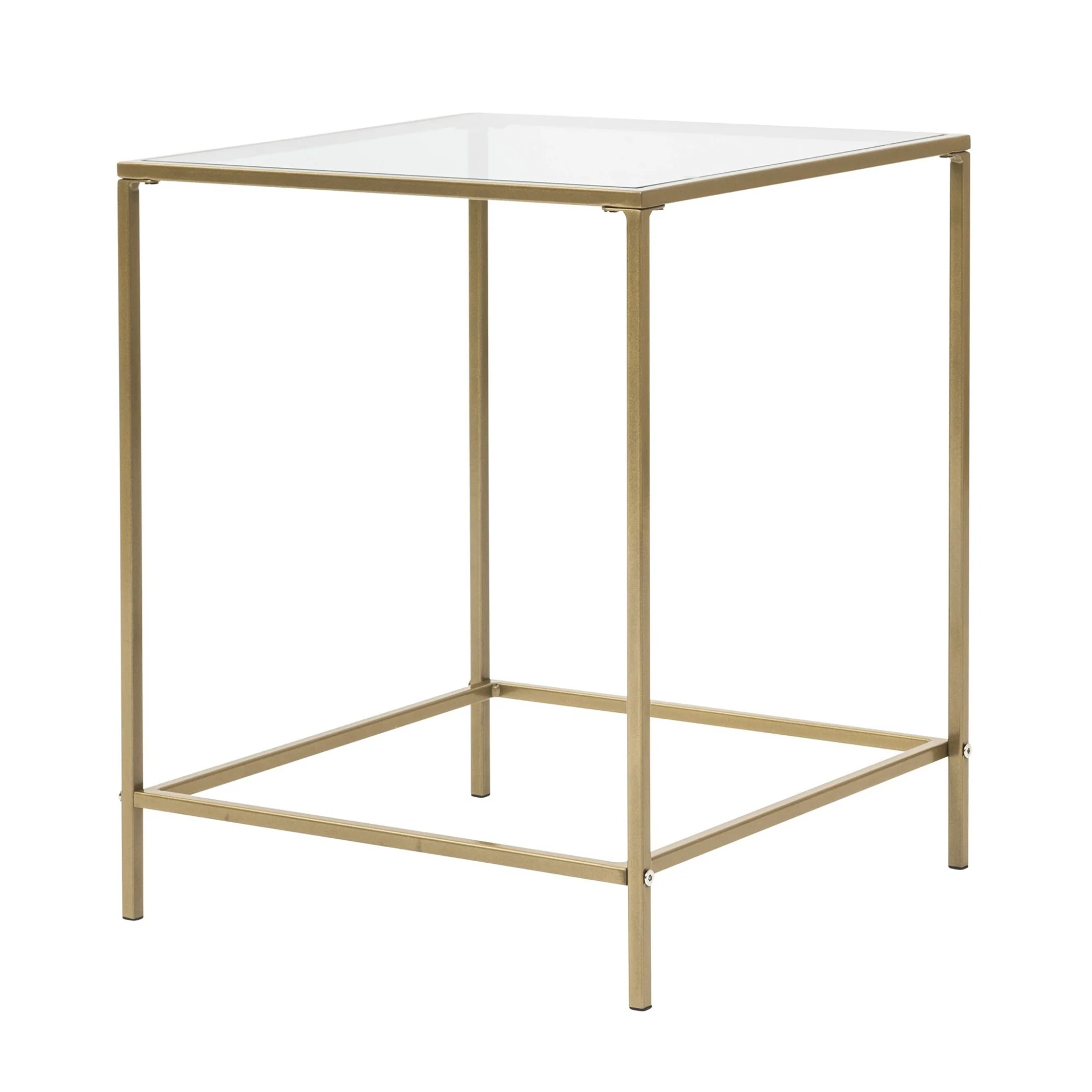 Minimalist Clear Glass and Gold Side Table By Homeroots - Image 2