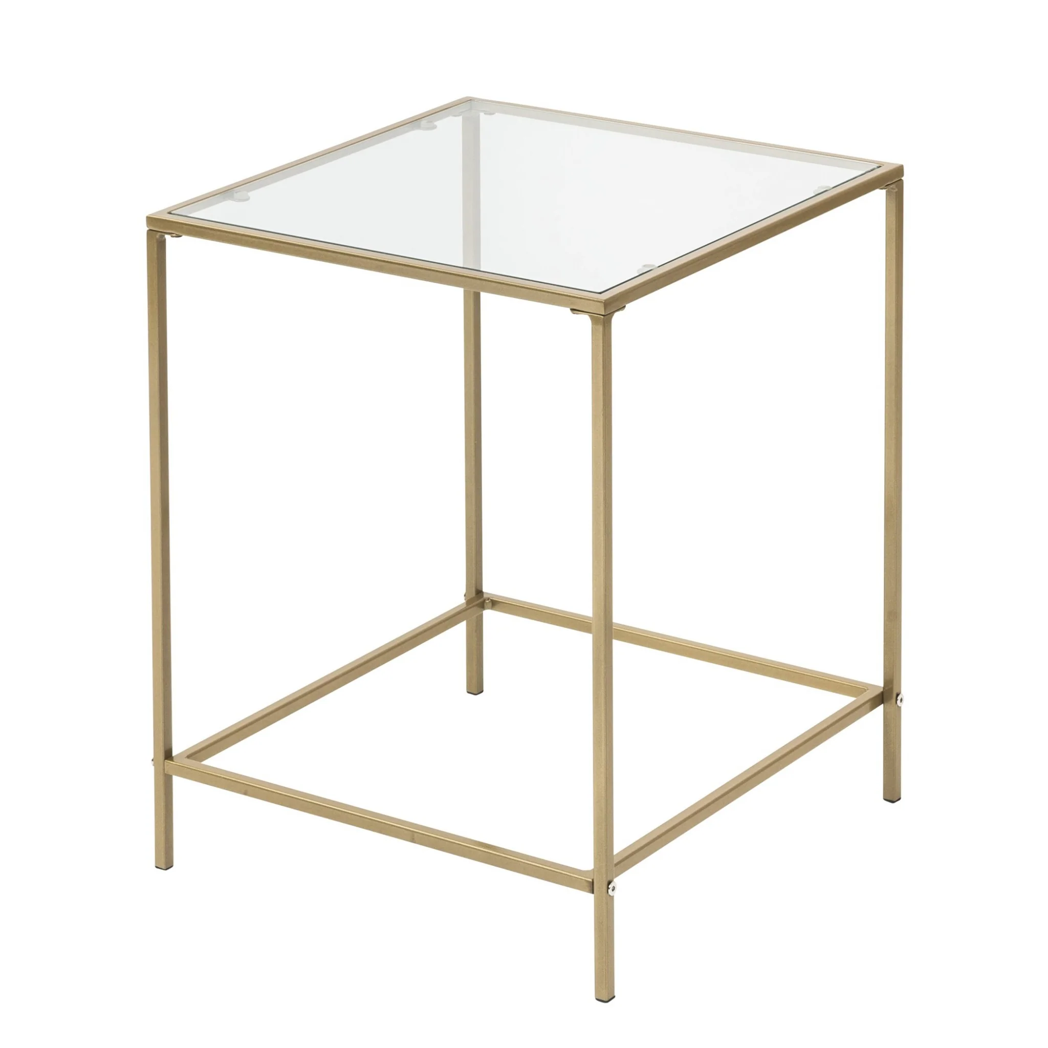 Minimalist Clear Glass and Gold Side Table By Homeroots - Image 3
