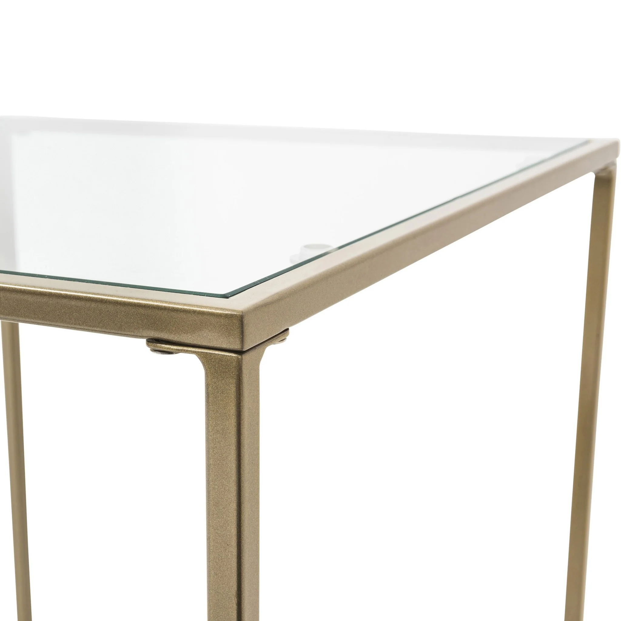 Minimalist Clear Glass and Gold Side Table By Homeroots - Image 4