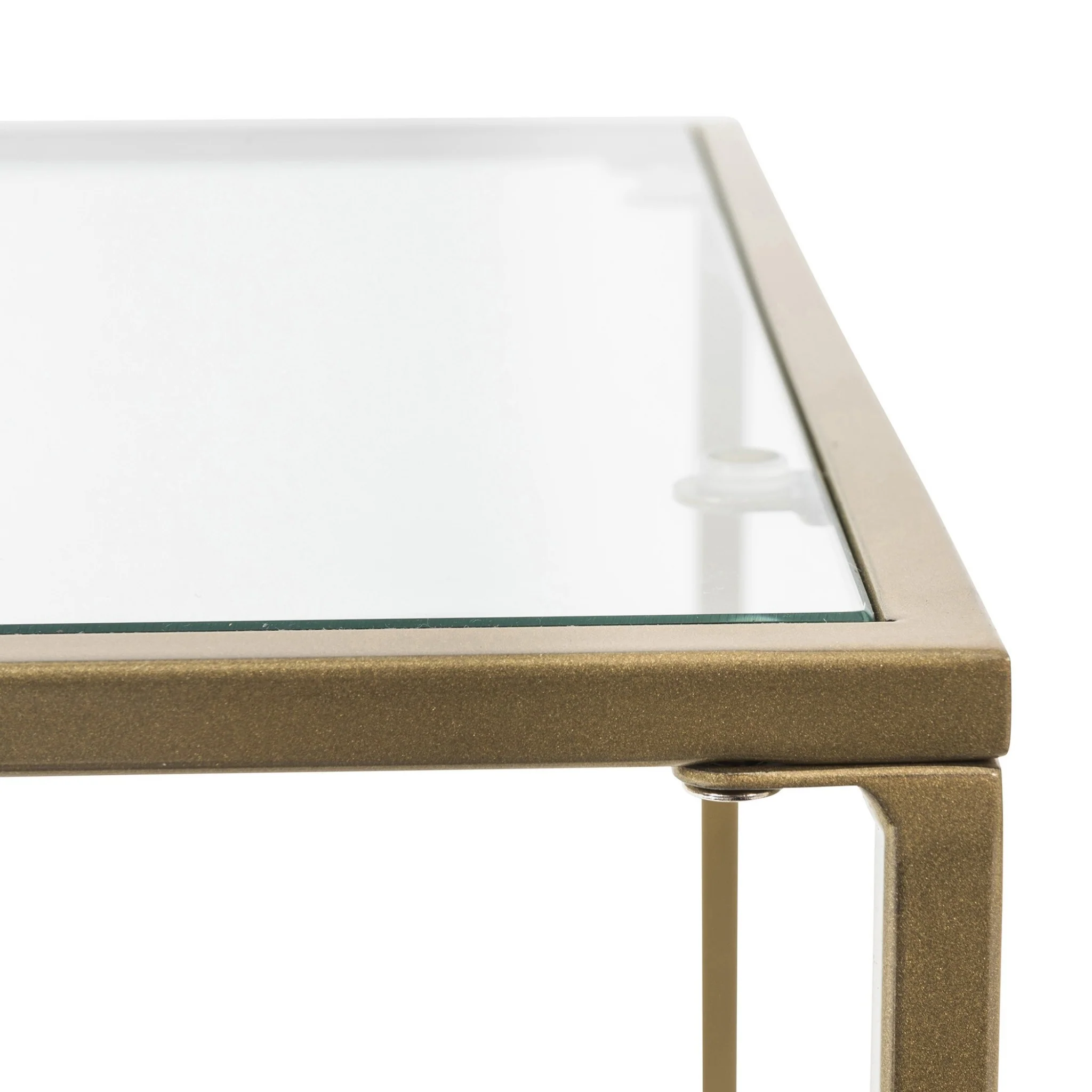 Minimalist Clear Glass and Gold Side Table By Homeroots - Image 5