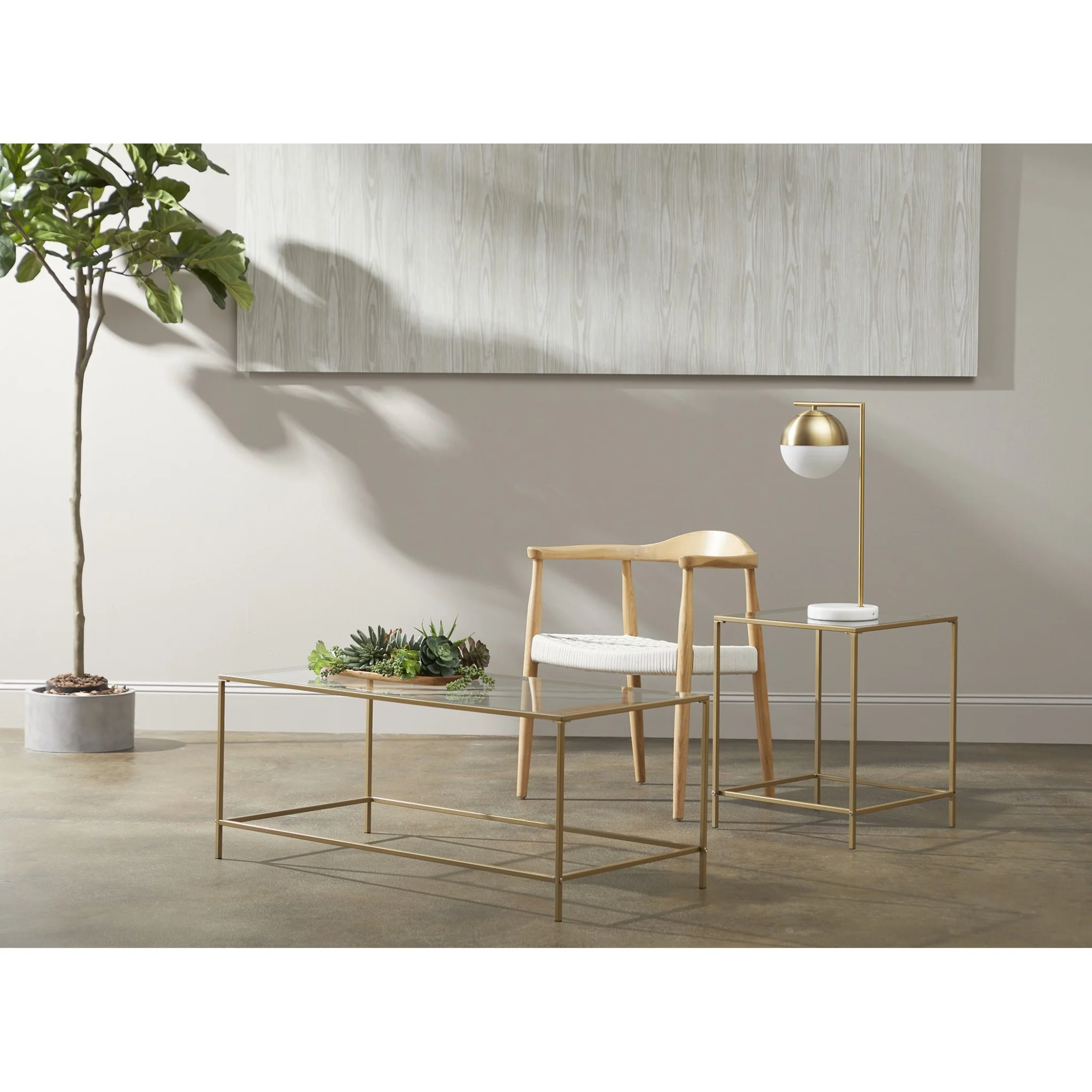 Minimalist Clear Glass and Gold Side Table By Homeroots - Image 6