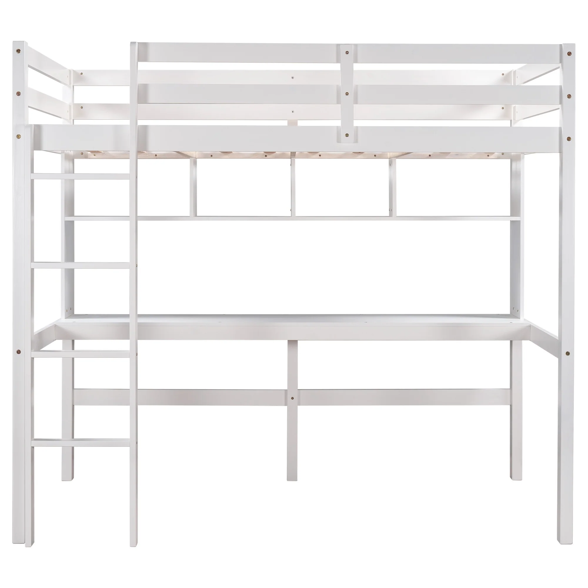 Minimalist Gray Twin Size Loft Bed With Built In Desk And Shelf By Homeroots - Image 17