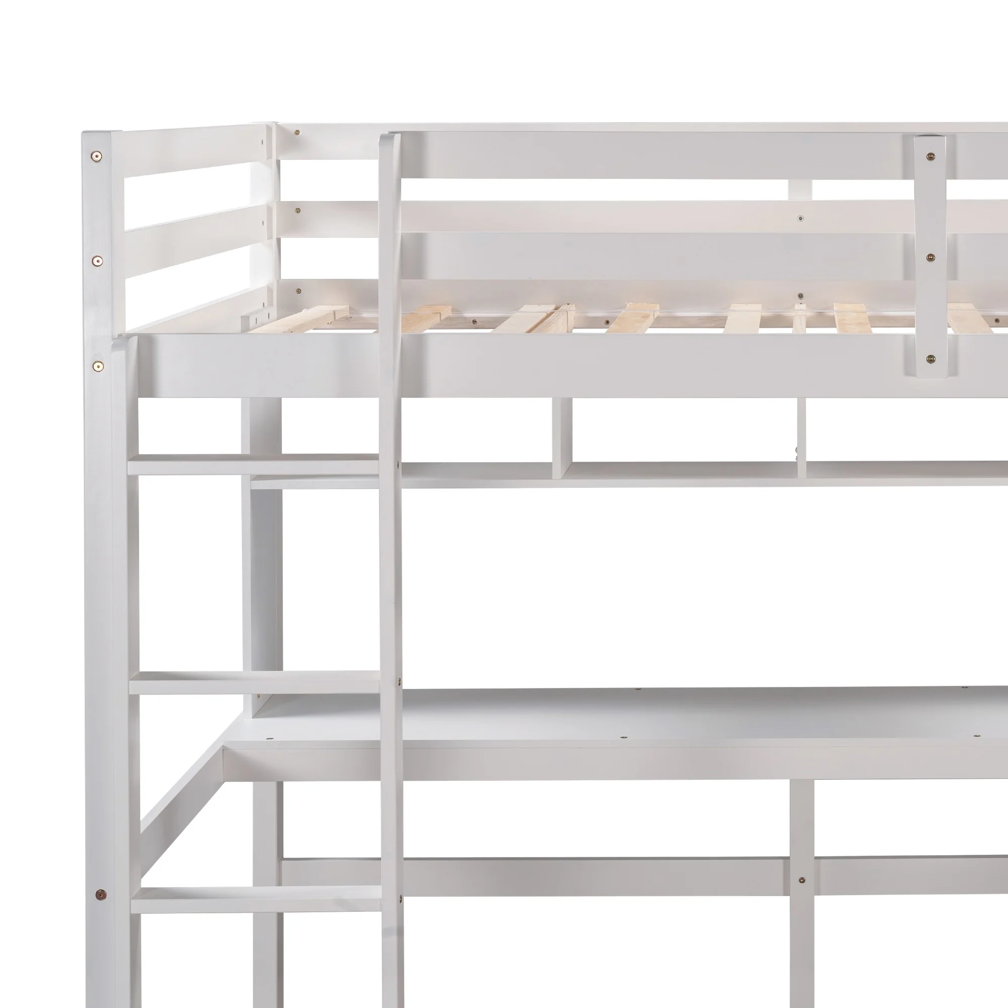 Minimalist Gray Twin Size Loft Bed With Built In Desk And Shelf By Homeroots - Image 18