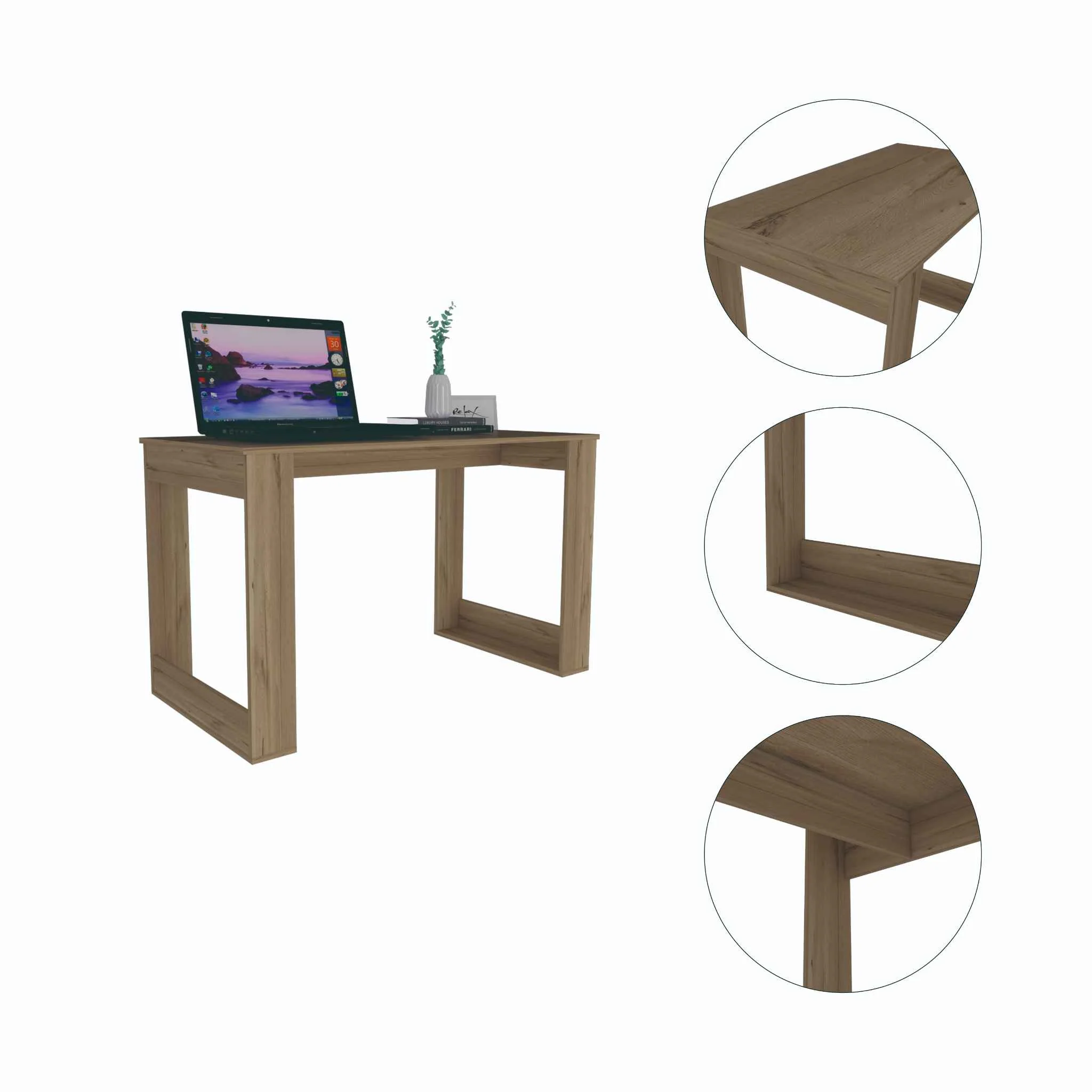 Minimalist Natural Espresso Computer Desk By Homeroots - Image 3