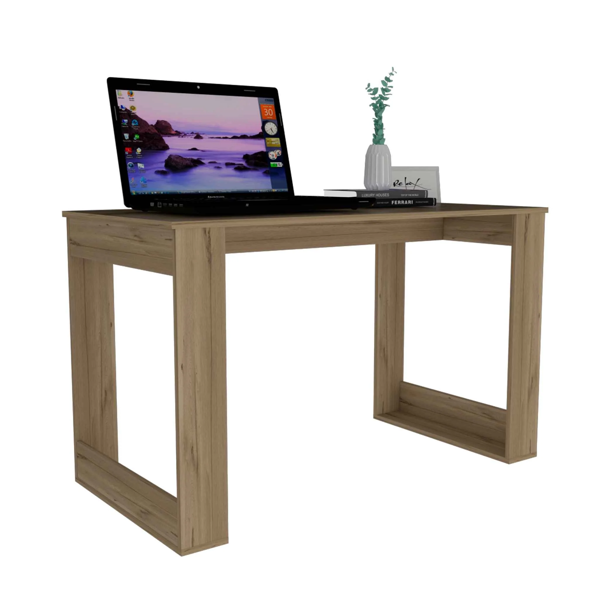Minimalist Natural Espresso Computer Desk By Homeroots - Image 5