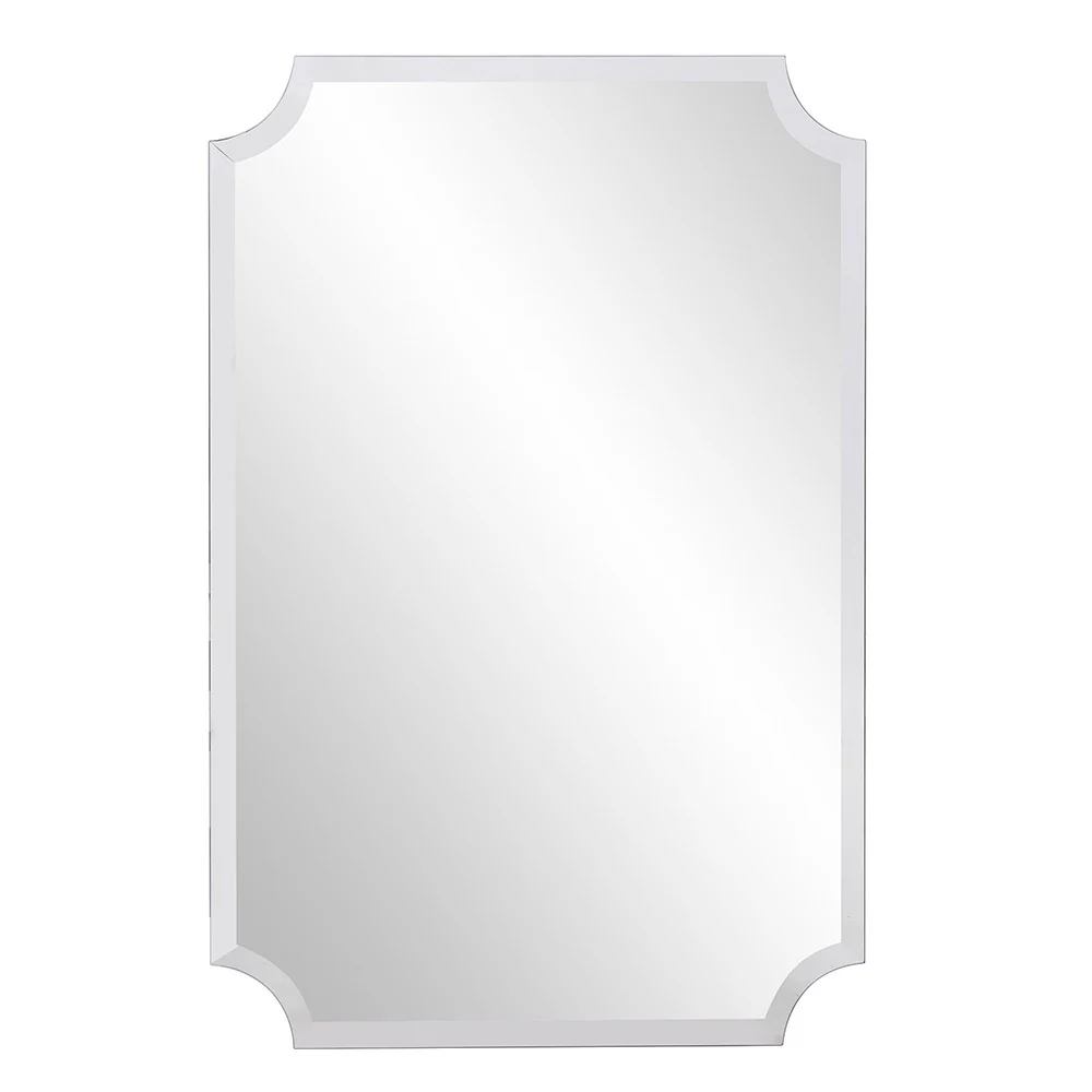 Minimalist Rectangle Mirror with Beveled Edge And Scalloped Corners By Homeroots - Image 2
