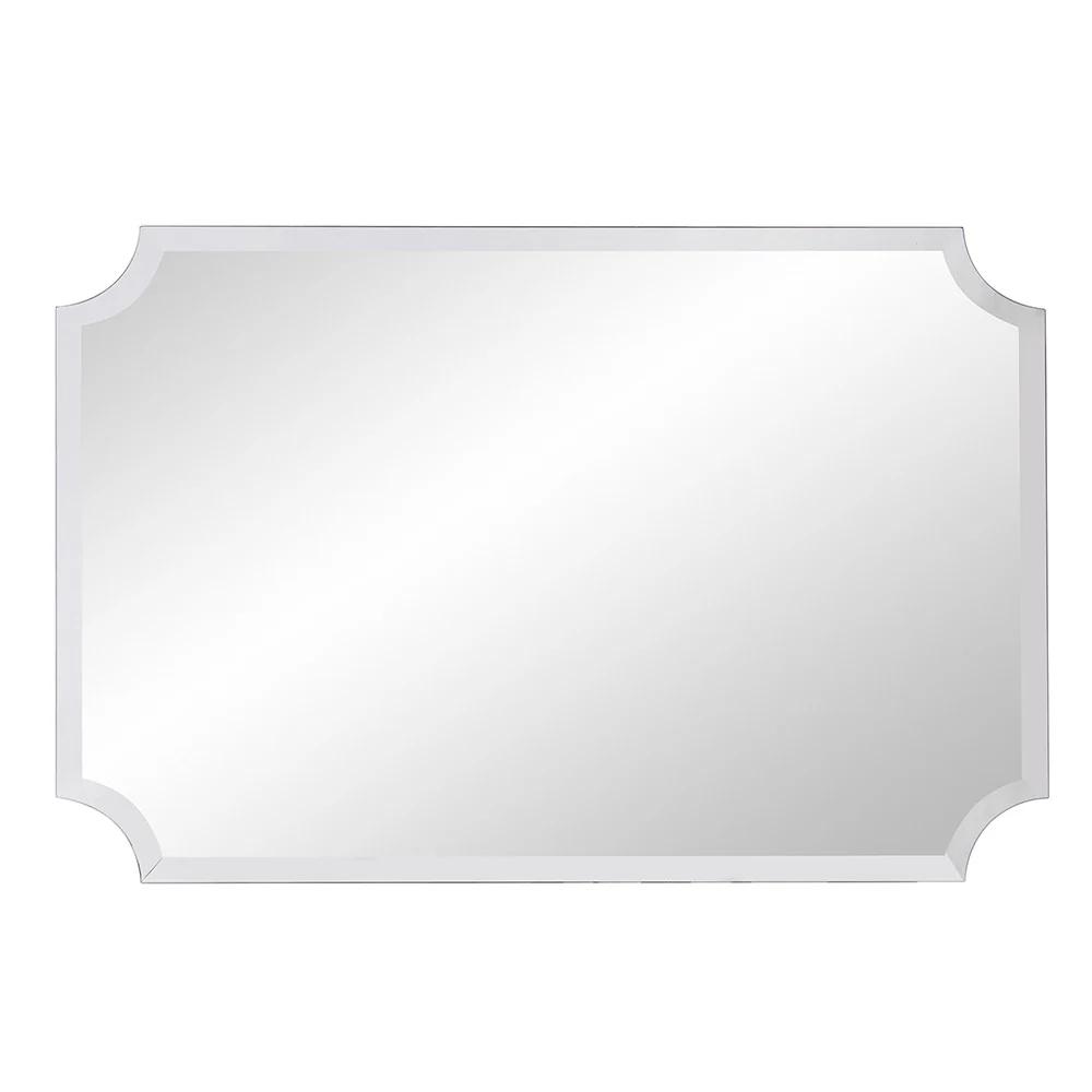 Minimalist Rectangle Mirror with Beveled Edge And Scalloped Corners By Homeroots - Image 4