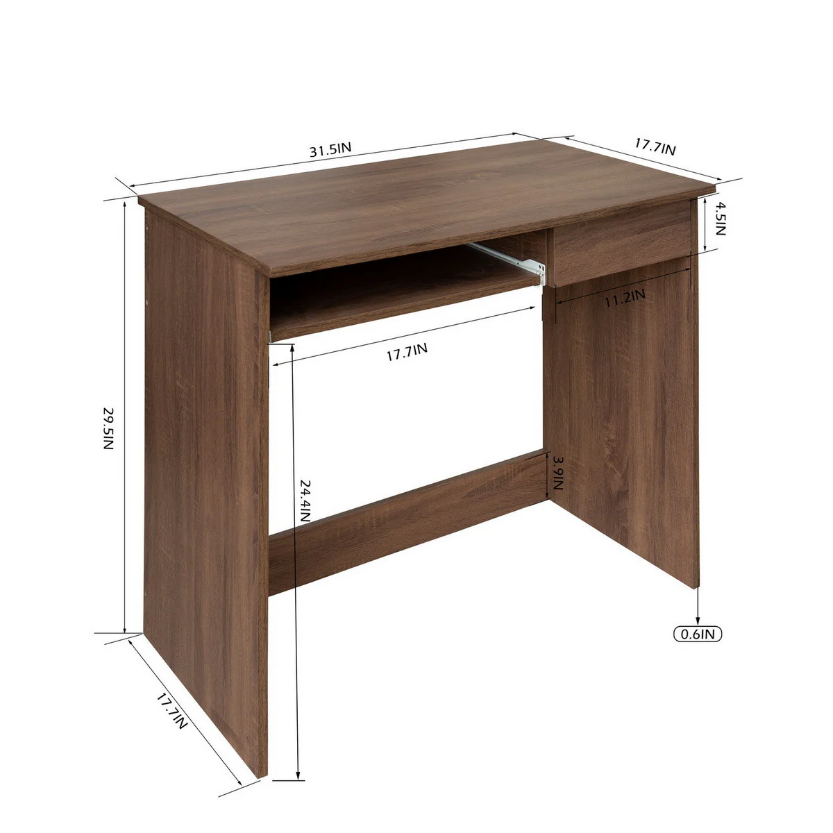 Minimalist Walnut Computer Table with Keyboard Tray By Homeroots - Image 5
