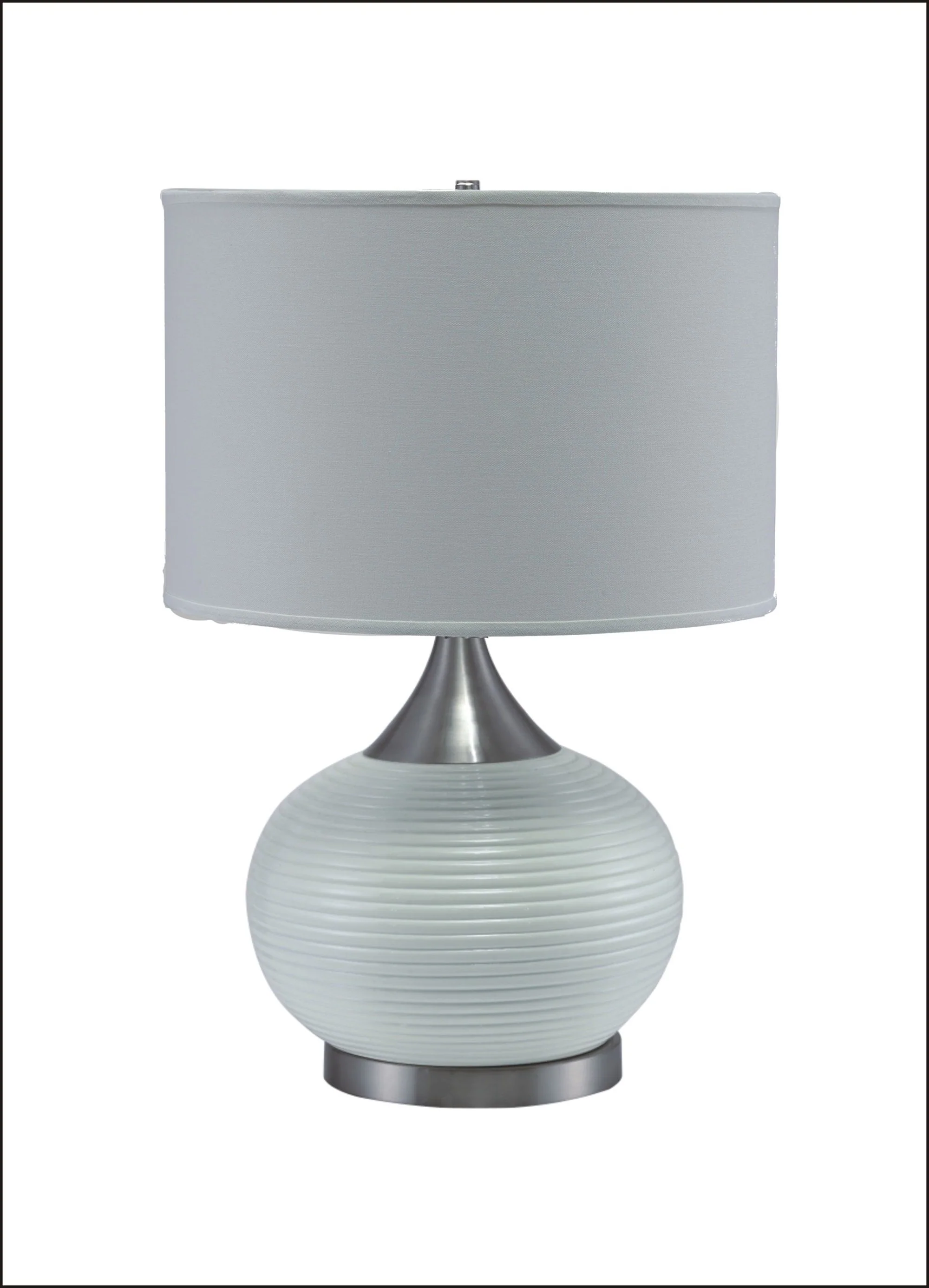 Minimalist White and Silver Table Lamp By Homeroots - Image 2