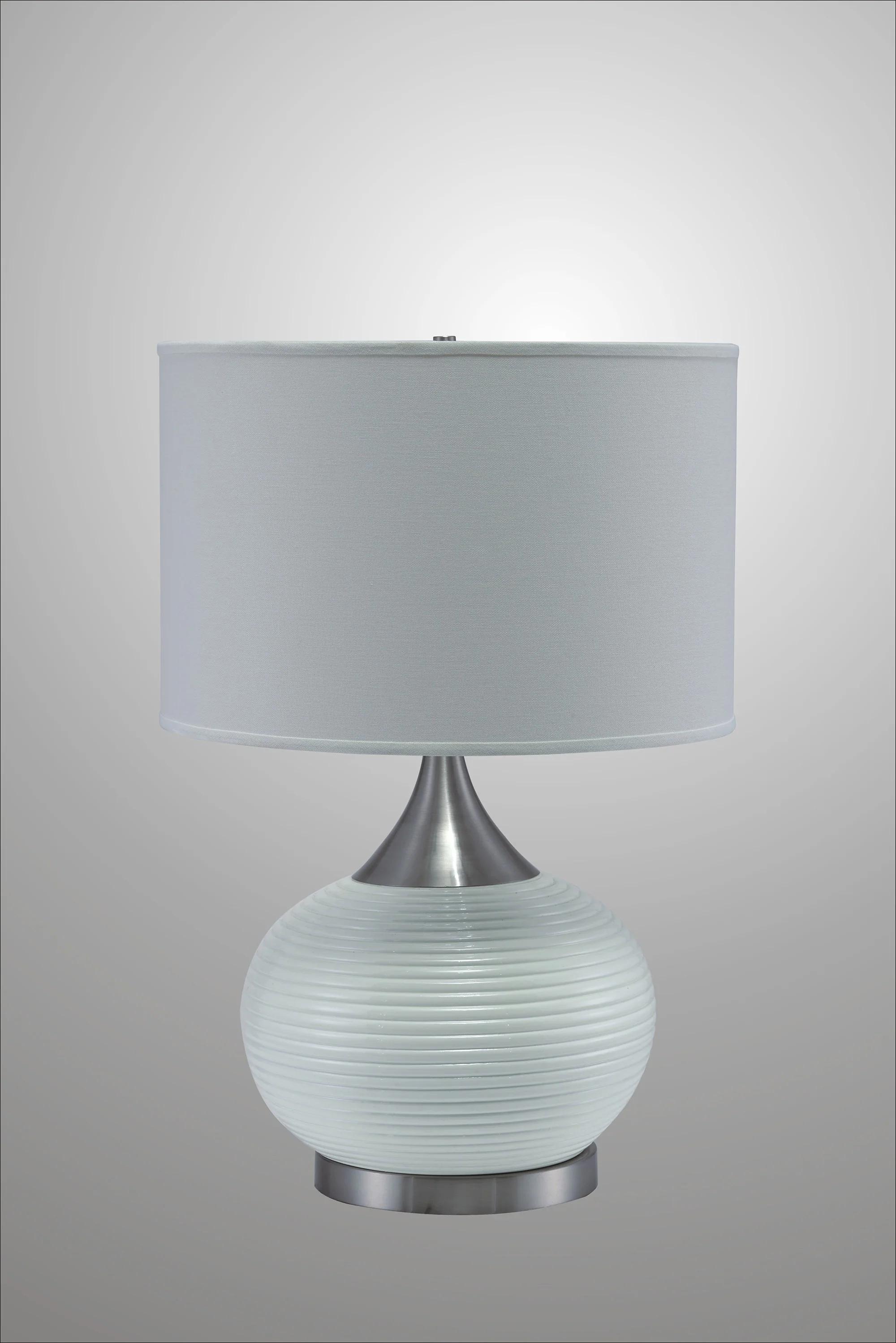 Minimalist White and Silver Table Lamp By Homeroots - Image 3