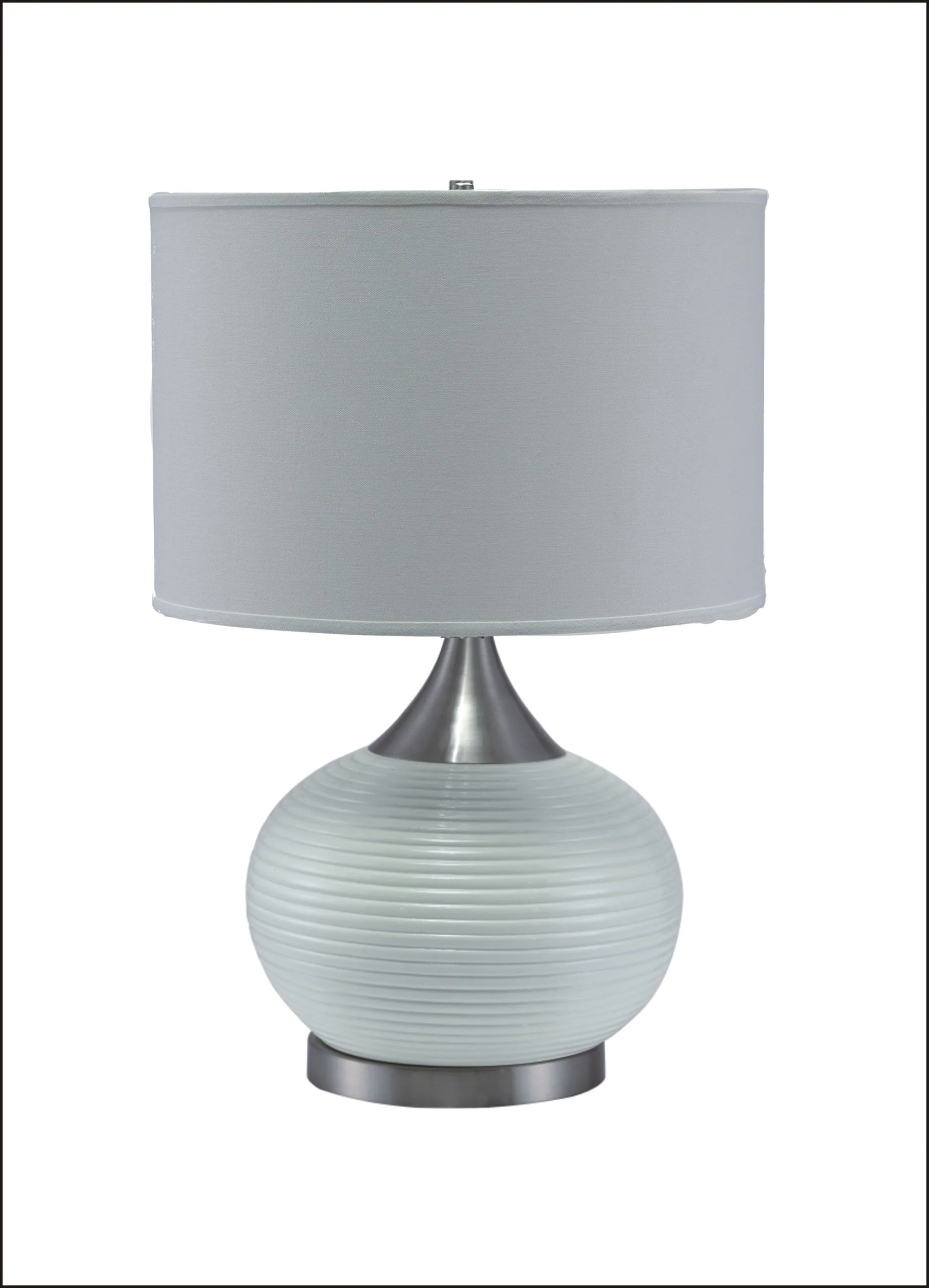 Minimalist White and Silver Table Lamp By Homeroots - Image 4