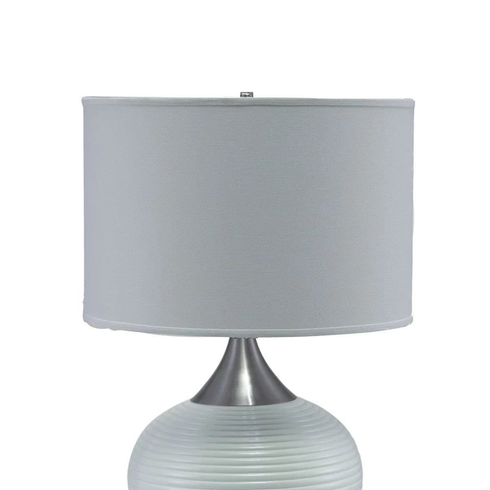 Minimalist White and Silver Table Lamp By Homeroots - Image 5