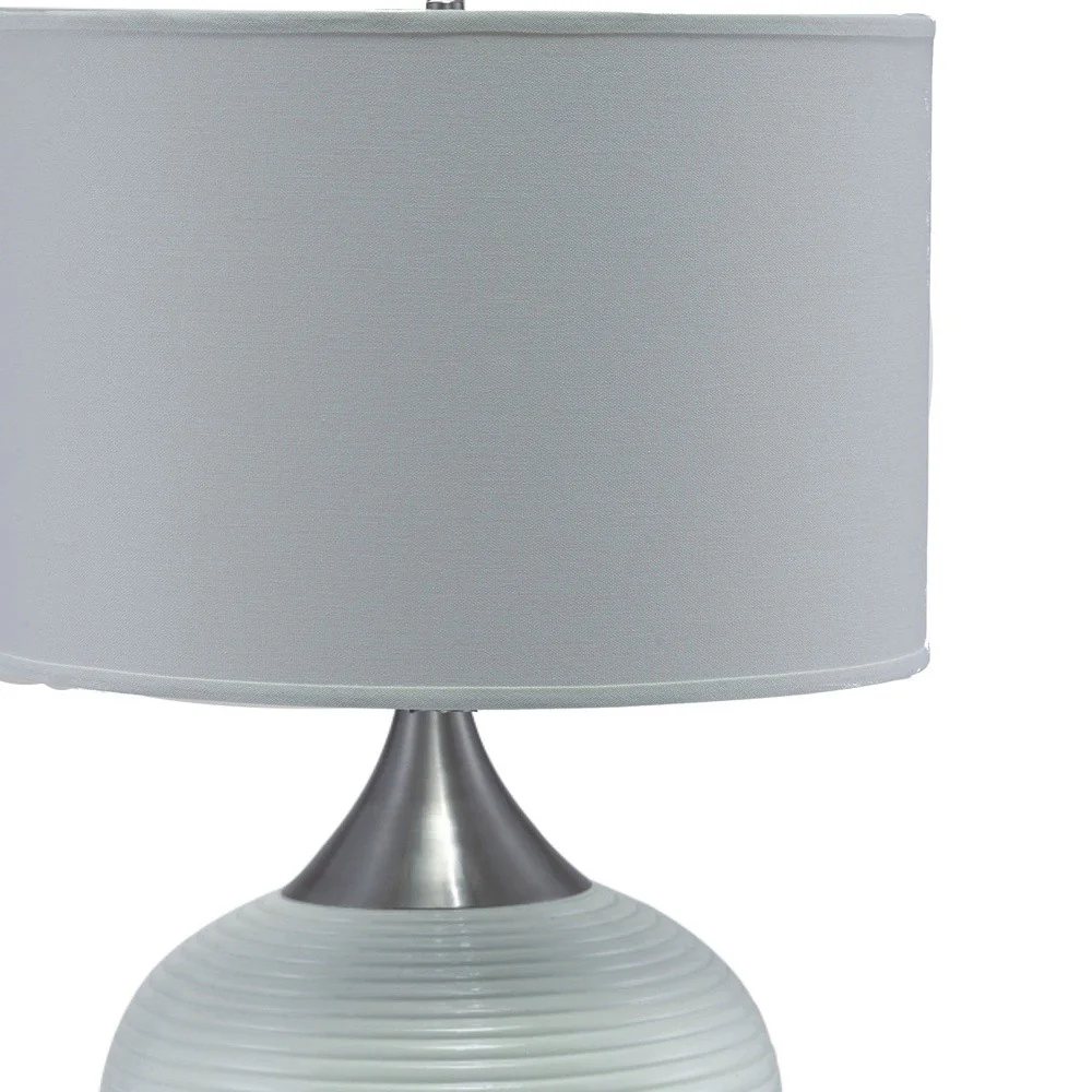 Minimalist White and Silver Table Lamp By Homeroots - Image 6