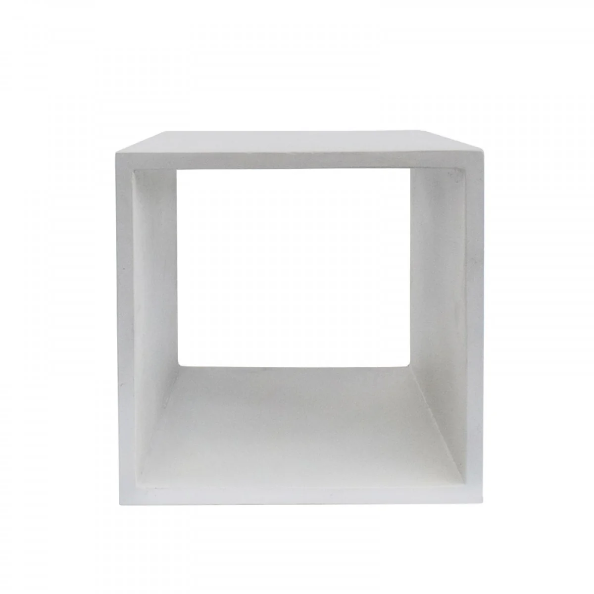 Minimalist White Concrete Open Cube End or Side Table By Homeroots - Image 2