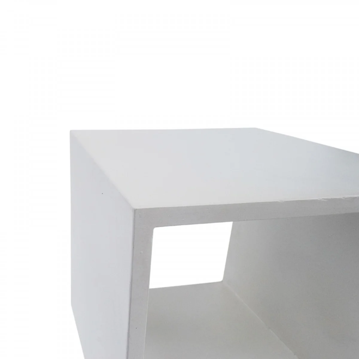 Minimalist White Concrete Open Cube End or Side Table By Homeroots - Image 3