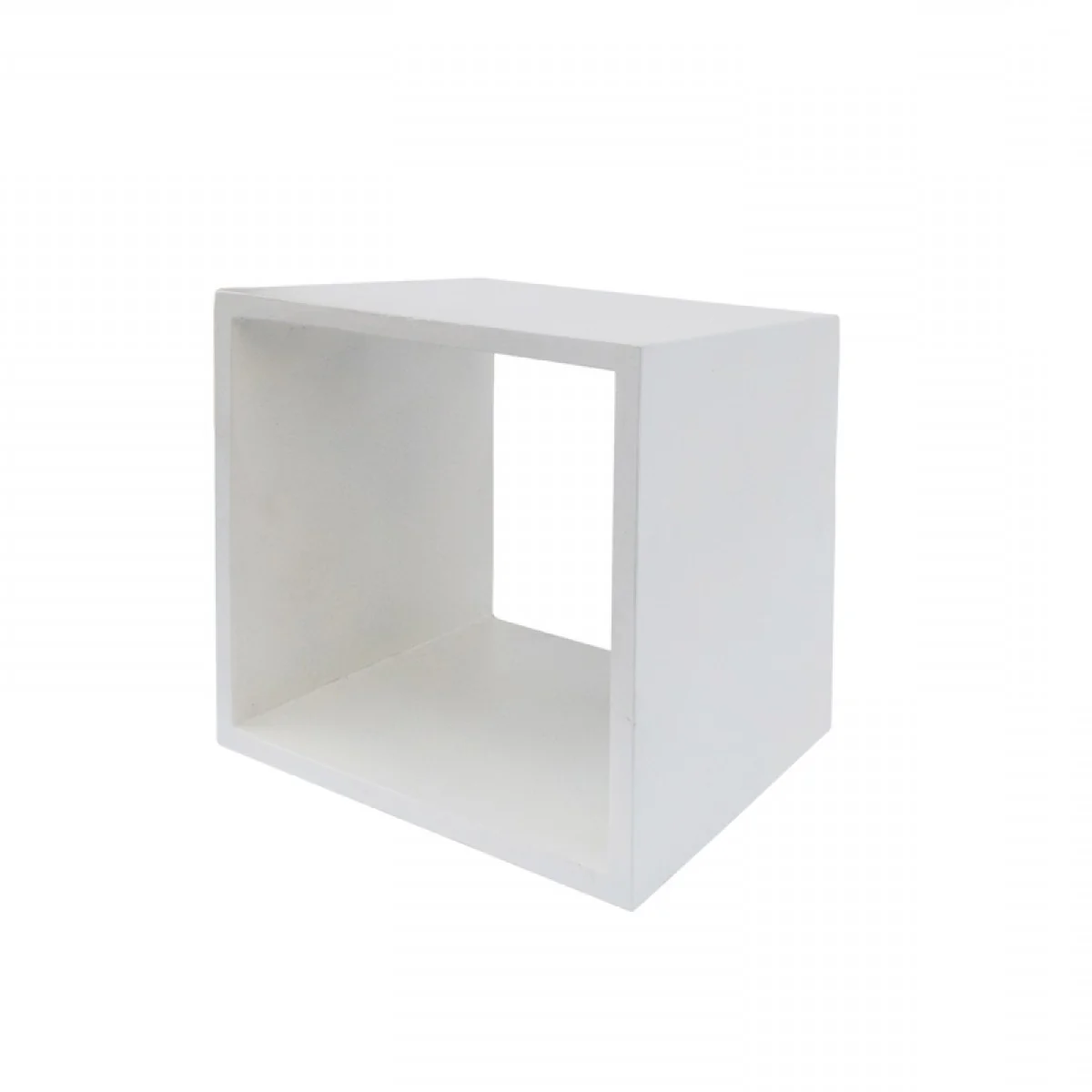 Minimalist White Concrete Open Cube End or Side Table By Homeroots - Image 4
