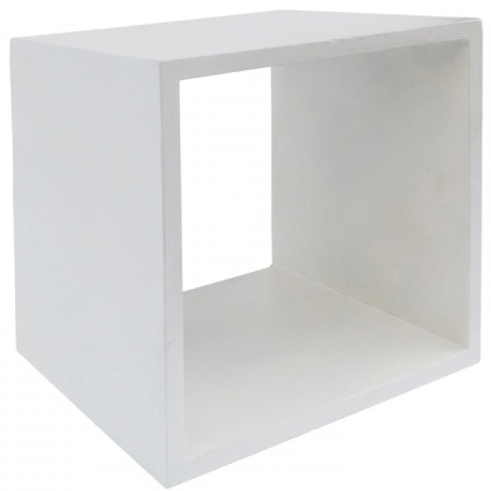 Minimalist White Concrete Open Cube End or Side Table By Homeroots - Image 5