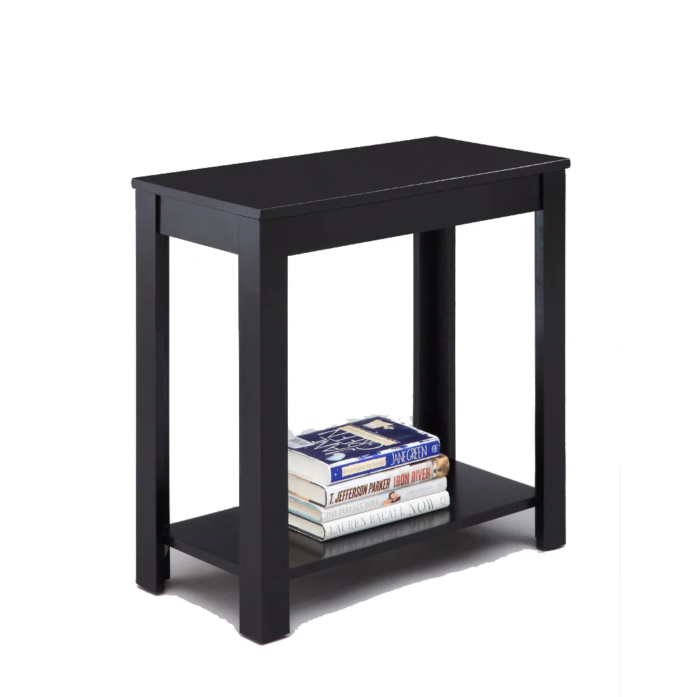 Minimalistic  Designed Wooden Chairside Table, Black By Benzara - Image 2