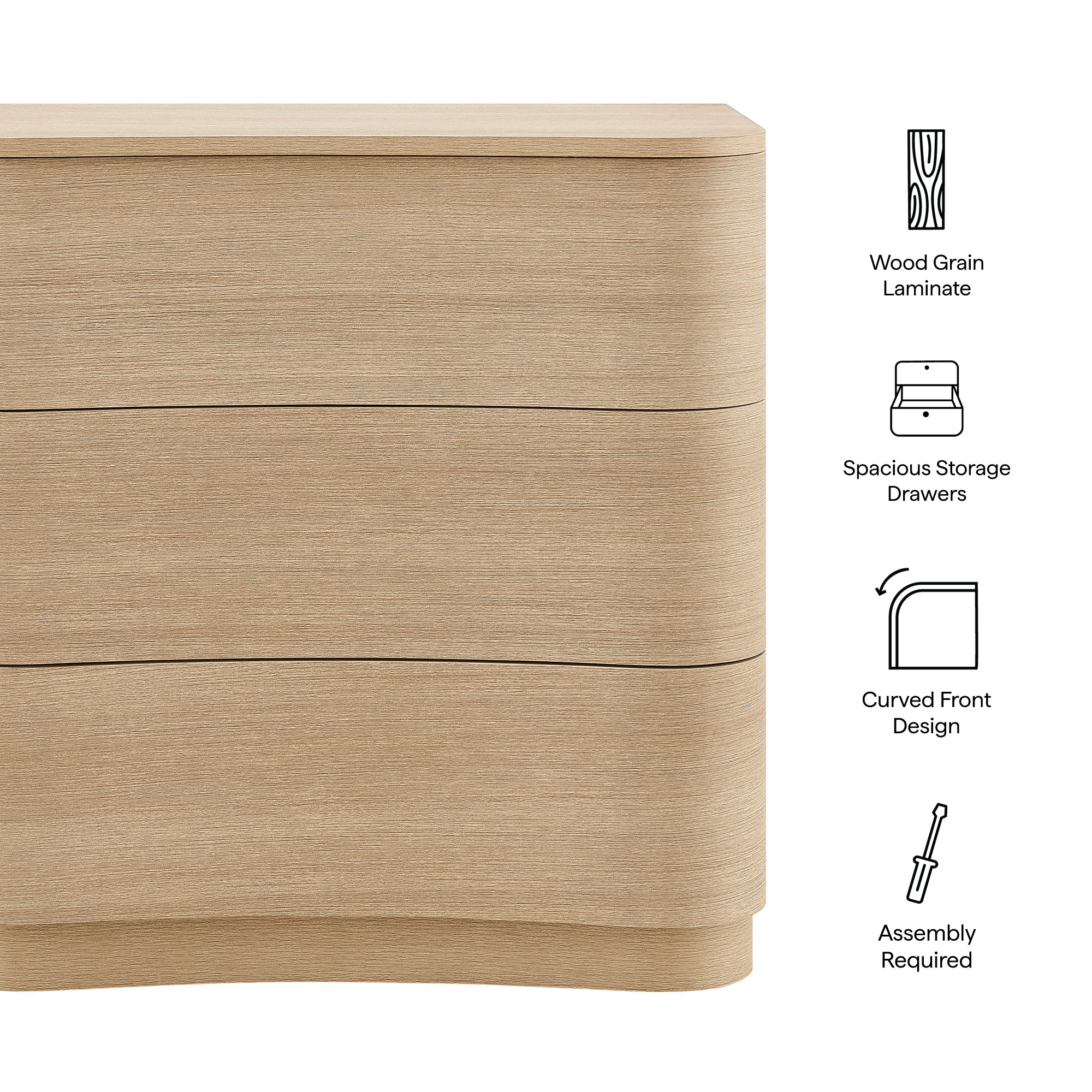 Mirae 3-Drawer Curved Compact Dresser by Modway - Image 17