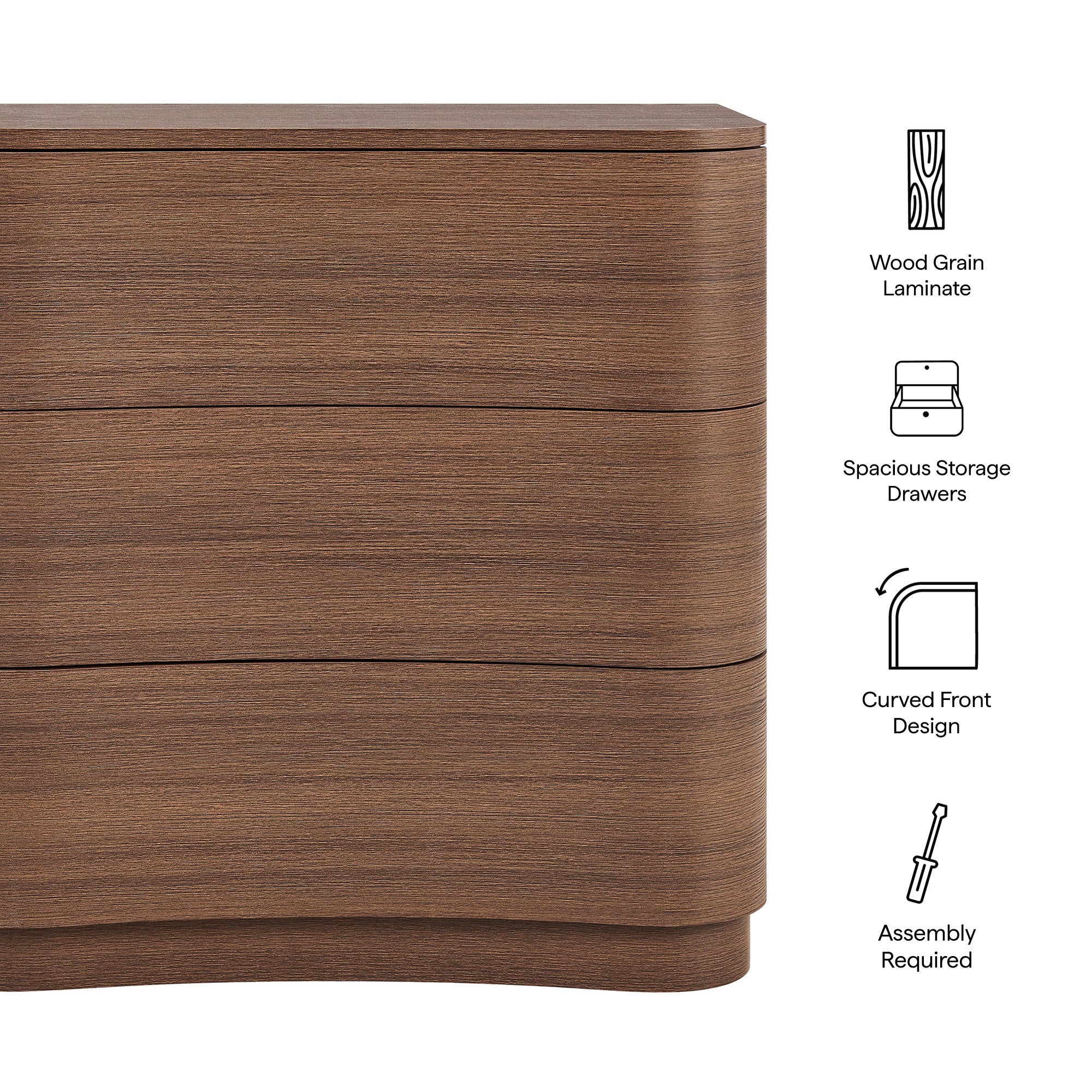 Mirae 3-Drawer Curved Compact Dresser by Modway - Image 8