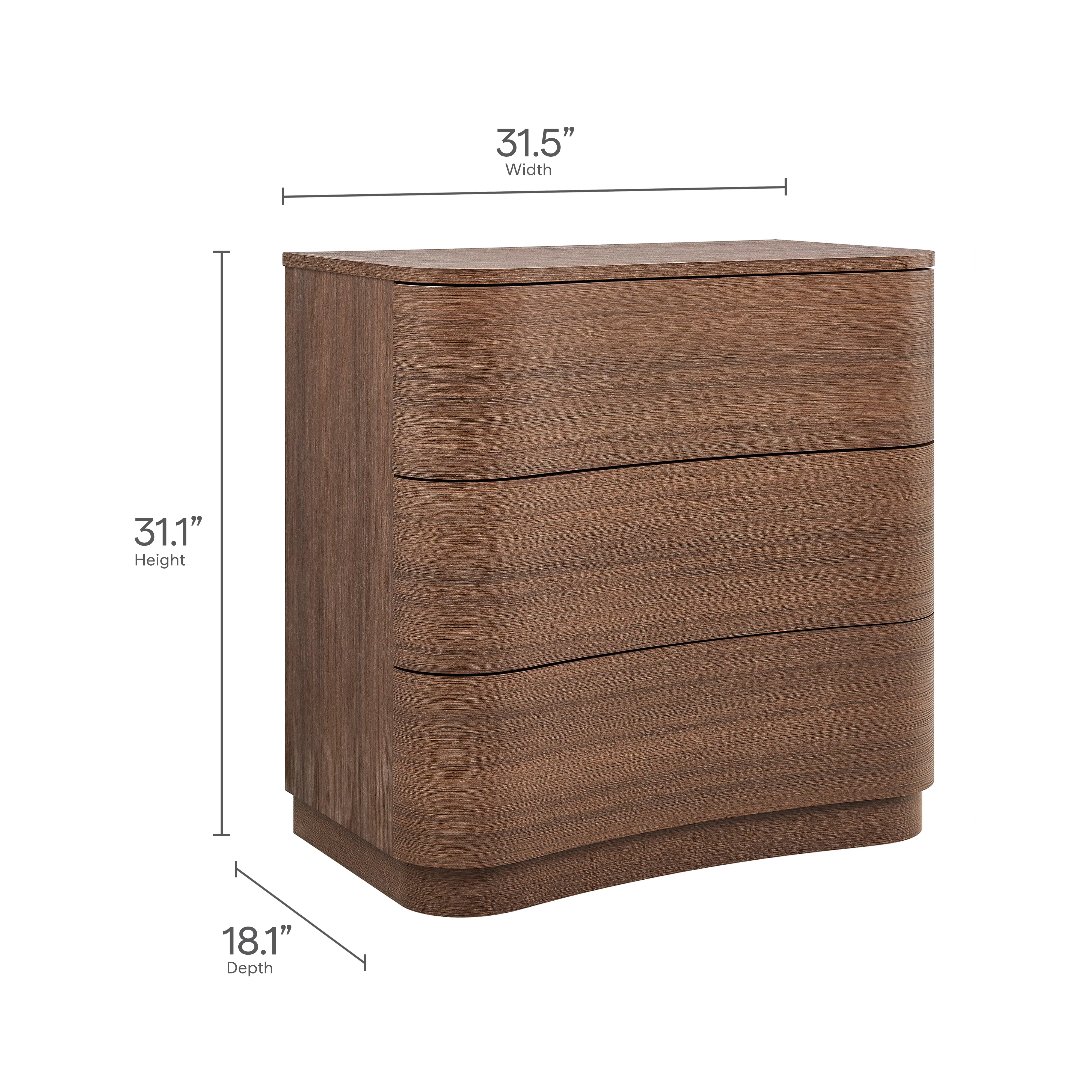 Mirae 3-Drawer Curved Compact Dresser by Modway - Image 9