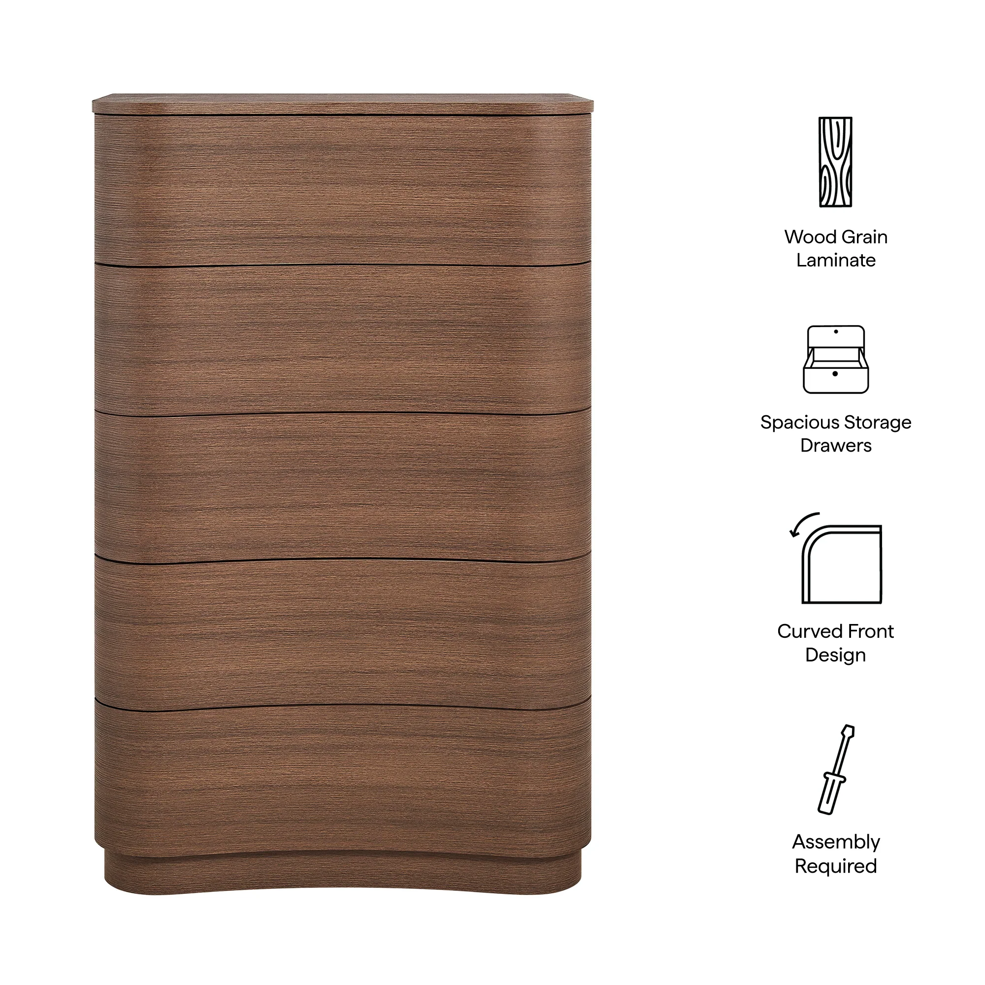 Mirae 5-Drawer Curved Dresser Chest of Drawers by Modway - Image 8