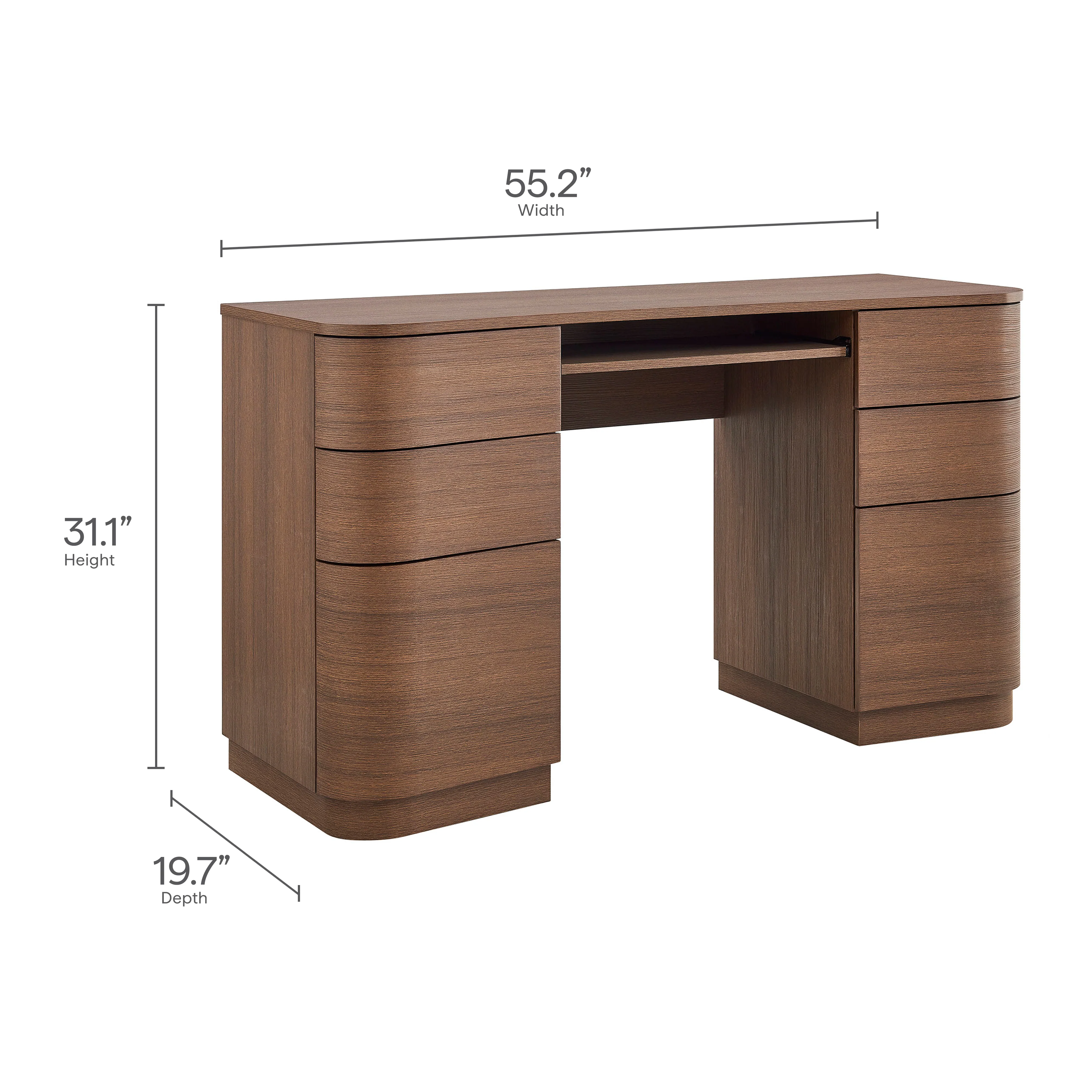 Mirae 55" 6-Drawer Curved Office Desk by Modway - Image 10