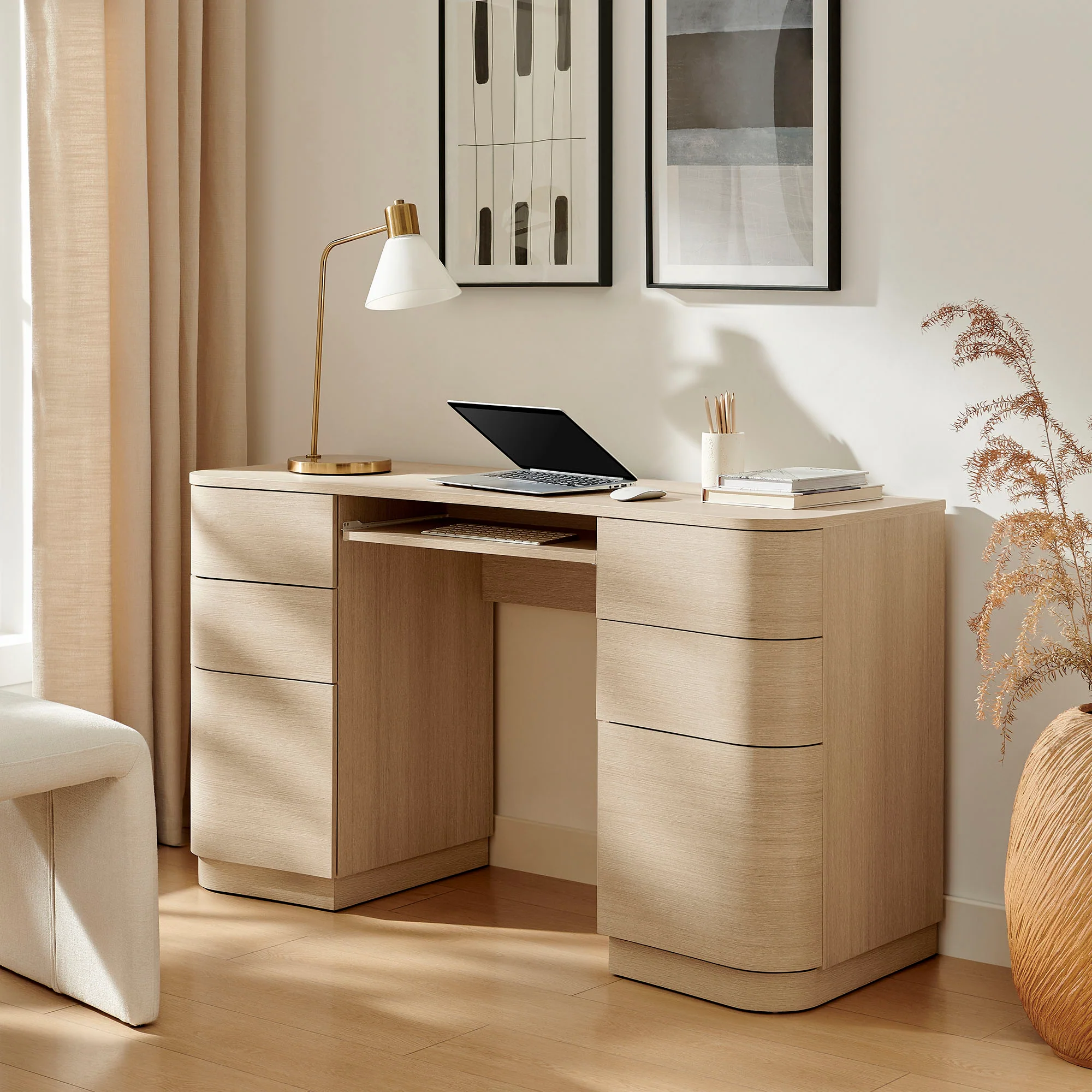 Mirae 55" 6-Drawer Curved Office Desk by Modway - Image 18