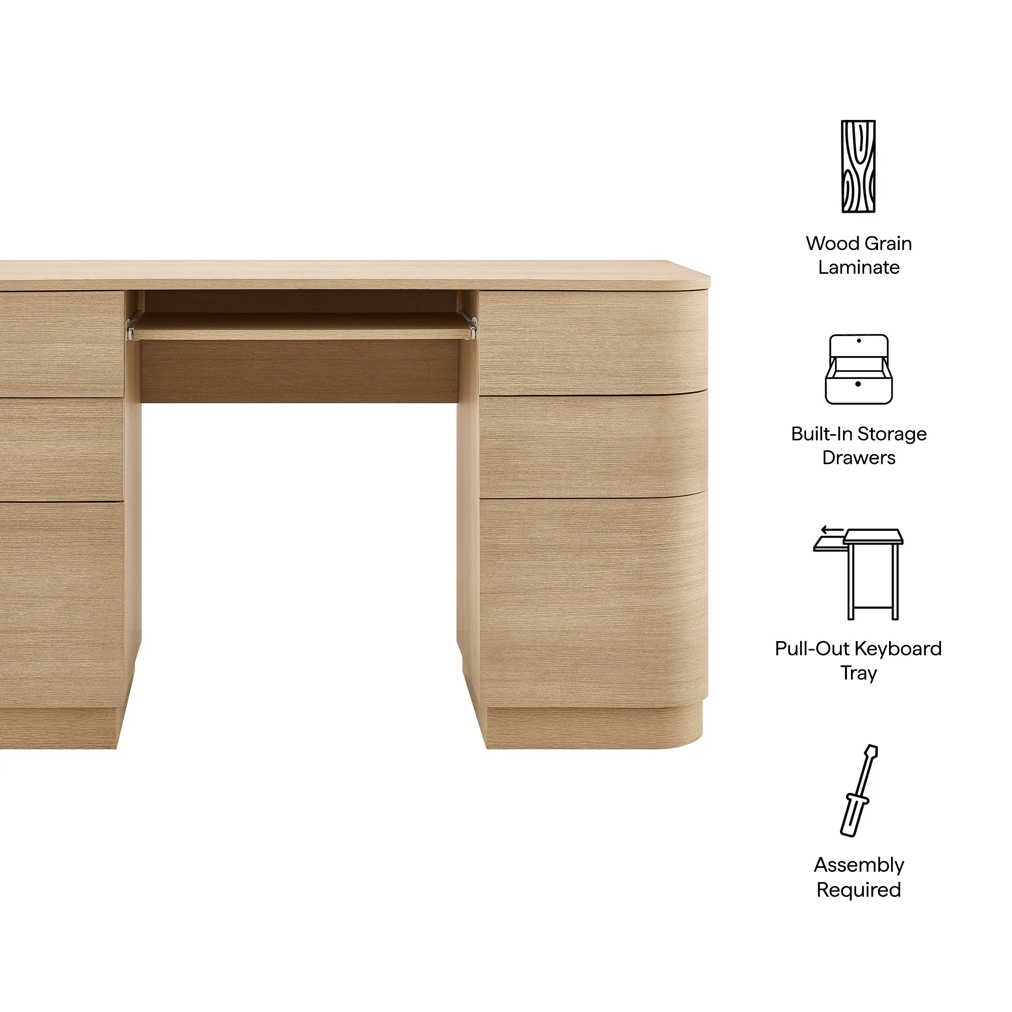 Mirae 55" 6-Drawer Curved Office Desk by Modway - Image 19