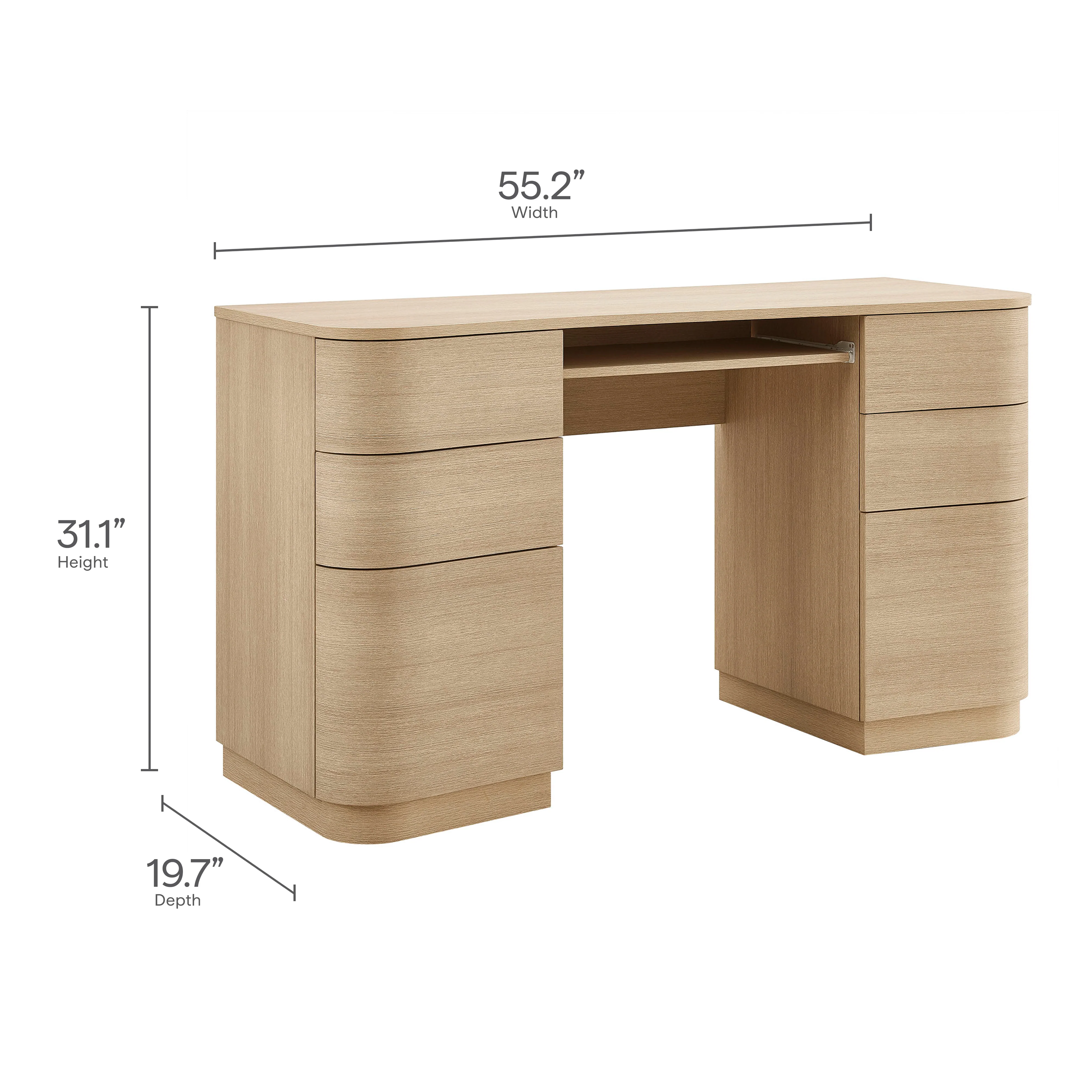 Mirae 55" 6-Drawer Curved Office Desk by Modway - Image 20