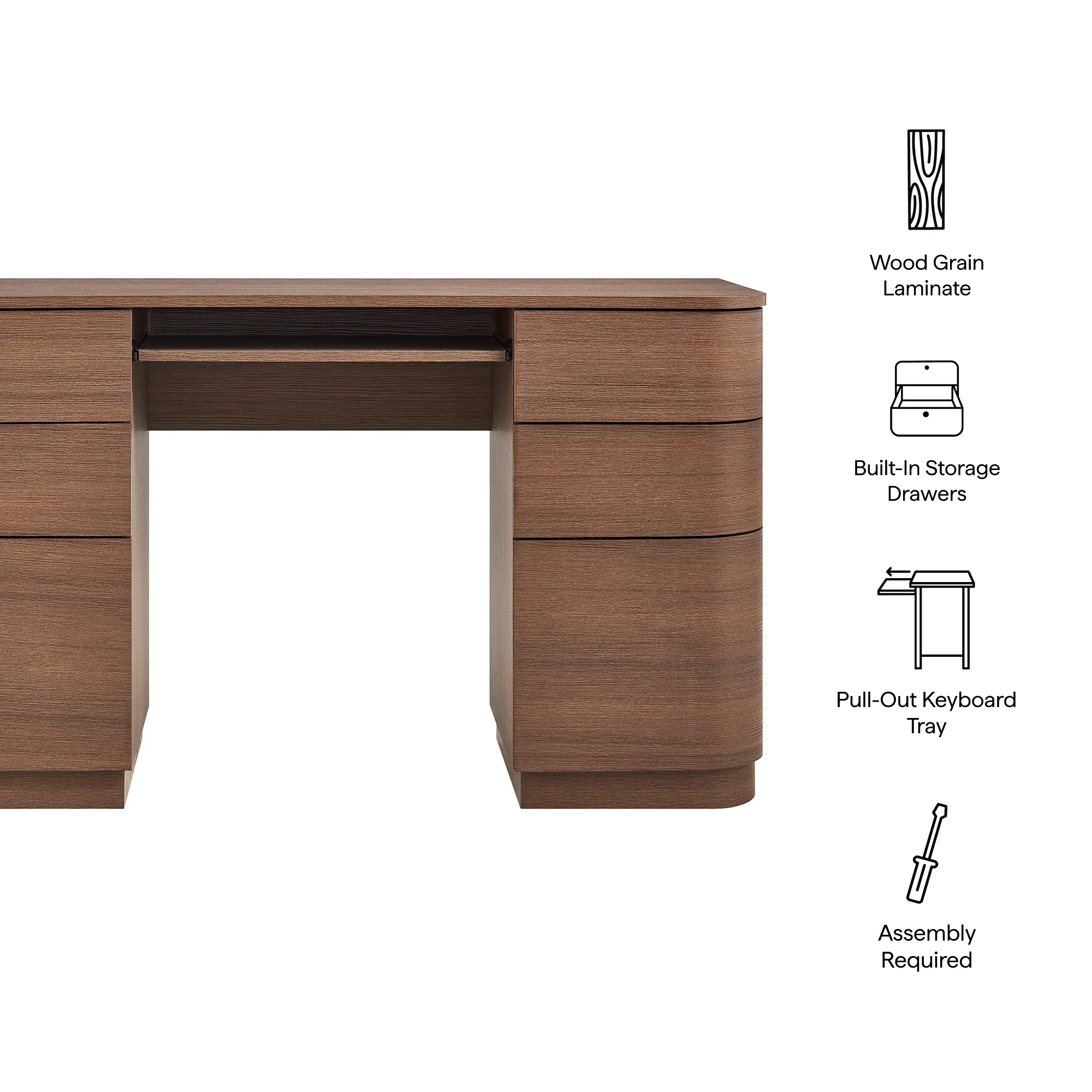 Mirae 55" 6-Drawer Curved Office Desk by Modway - Image 9