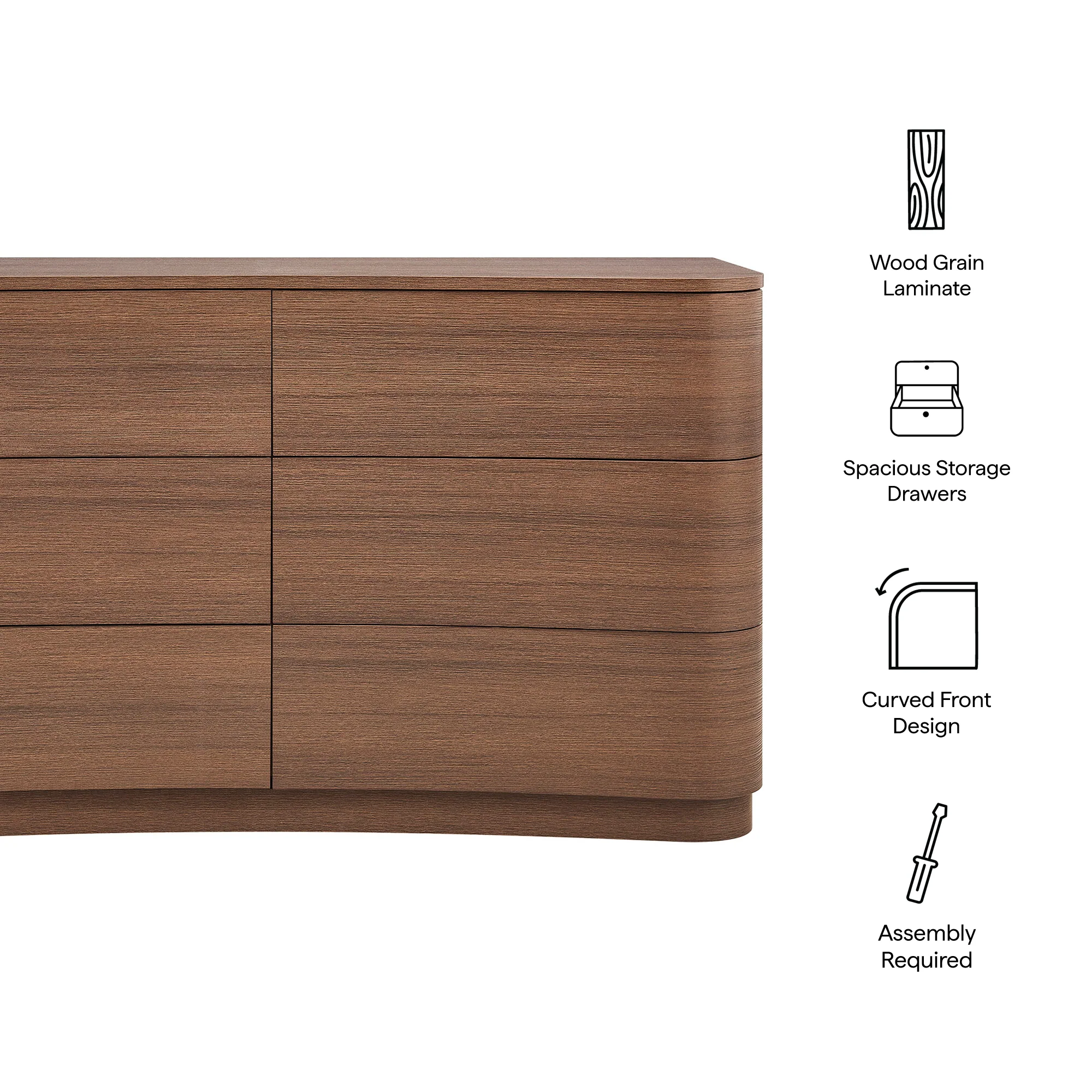 Mirae 6-Drawer Curved Dresser by Modway - Image 8