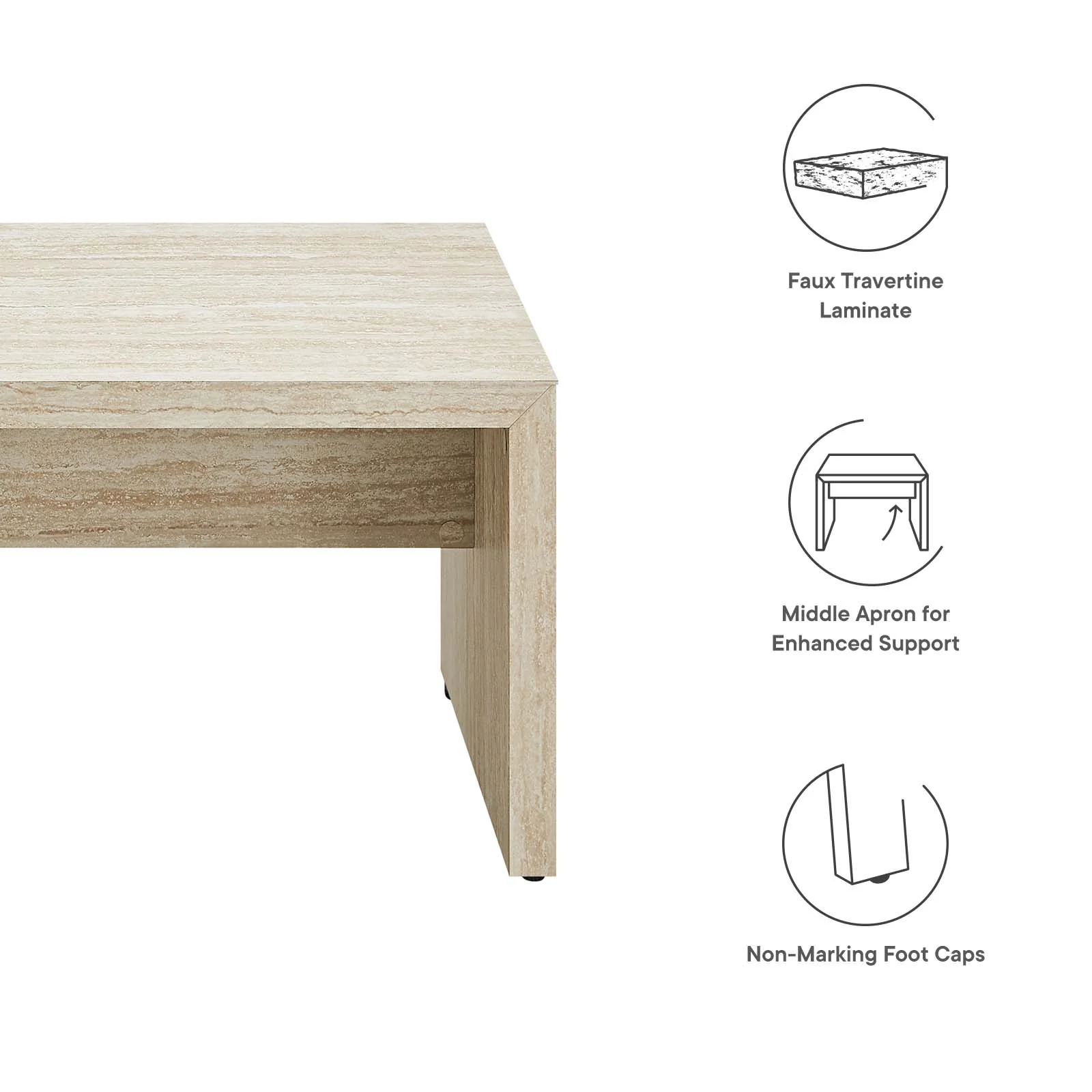 Mirella 53.5” Faux Travertine Bench By Modway - EEI-6774 - Image 5