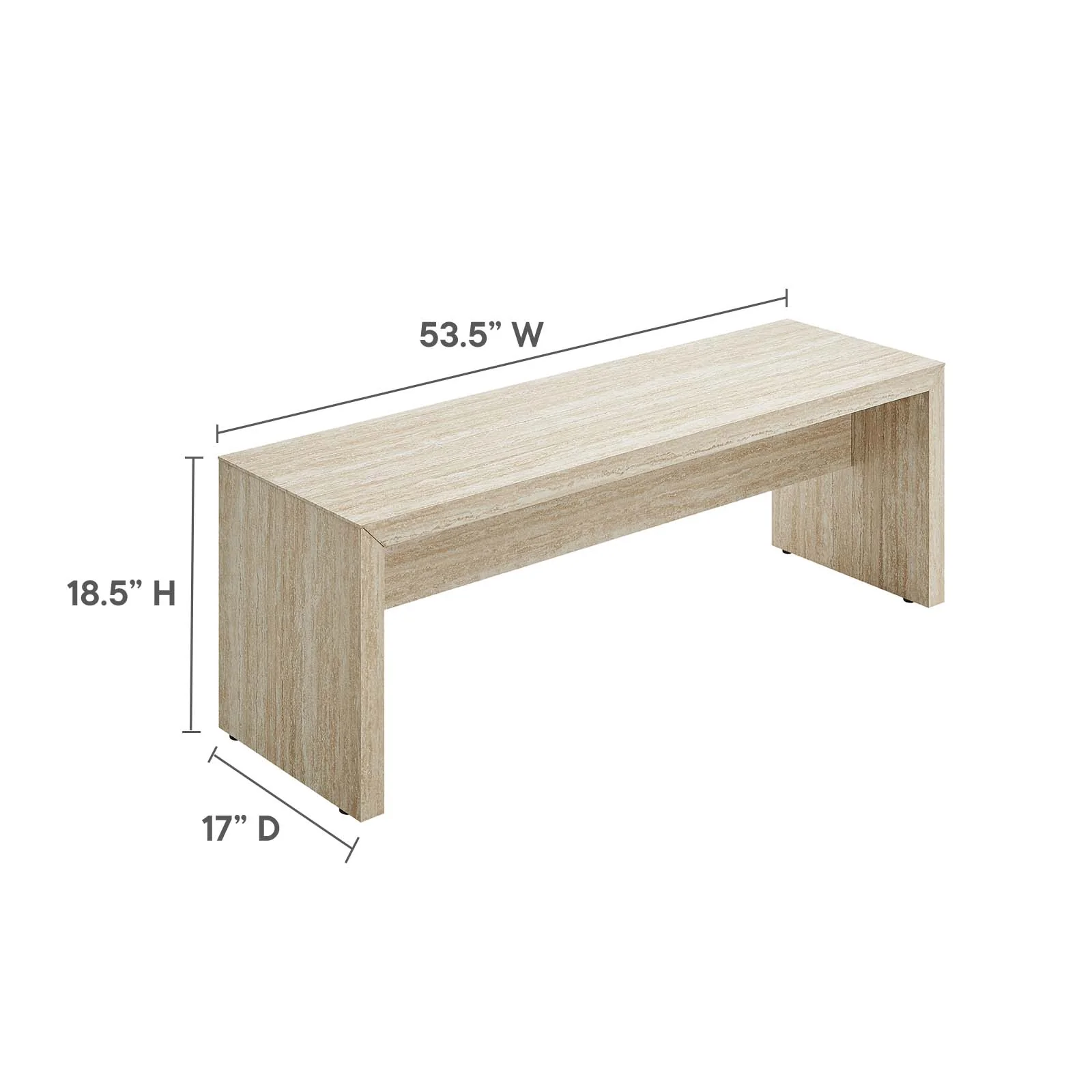 Mirella 53.5” Faux Travertine Bench By Modway - EEI-6774 - Image 6