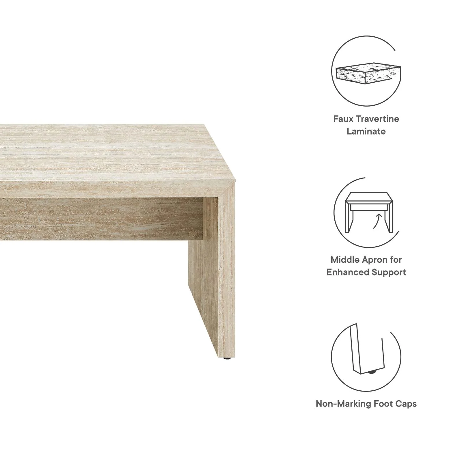 Mirella 62" Faux Travertine Long Bench By Modway - EEI-6773 - Image 5