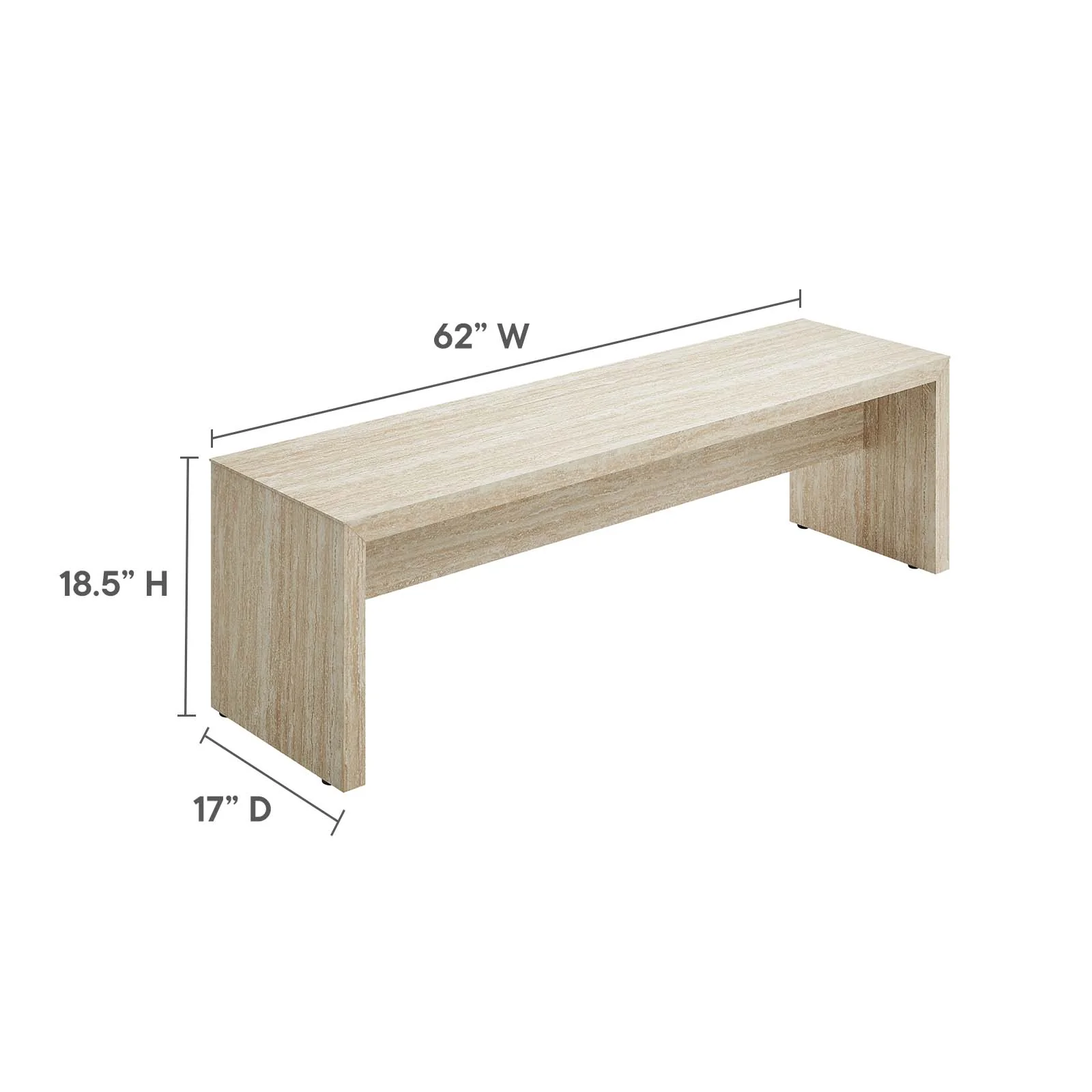 Mirella 62" Faux Travertine Long Bench By Modway - EEI-6773 - Image 6