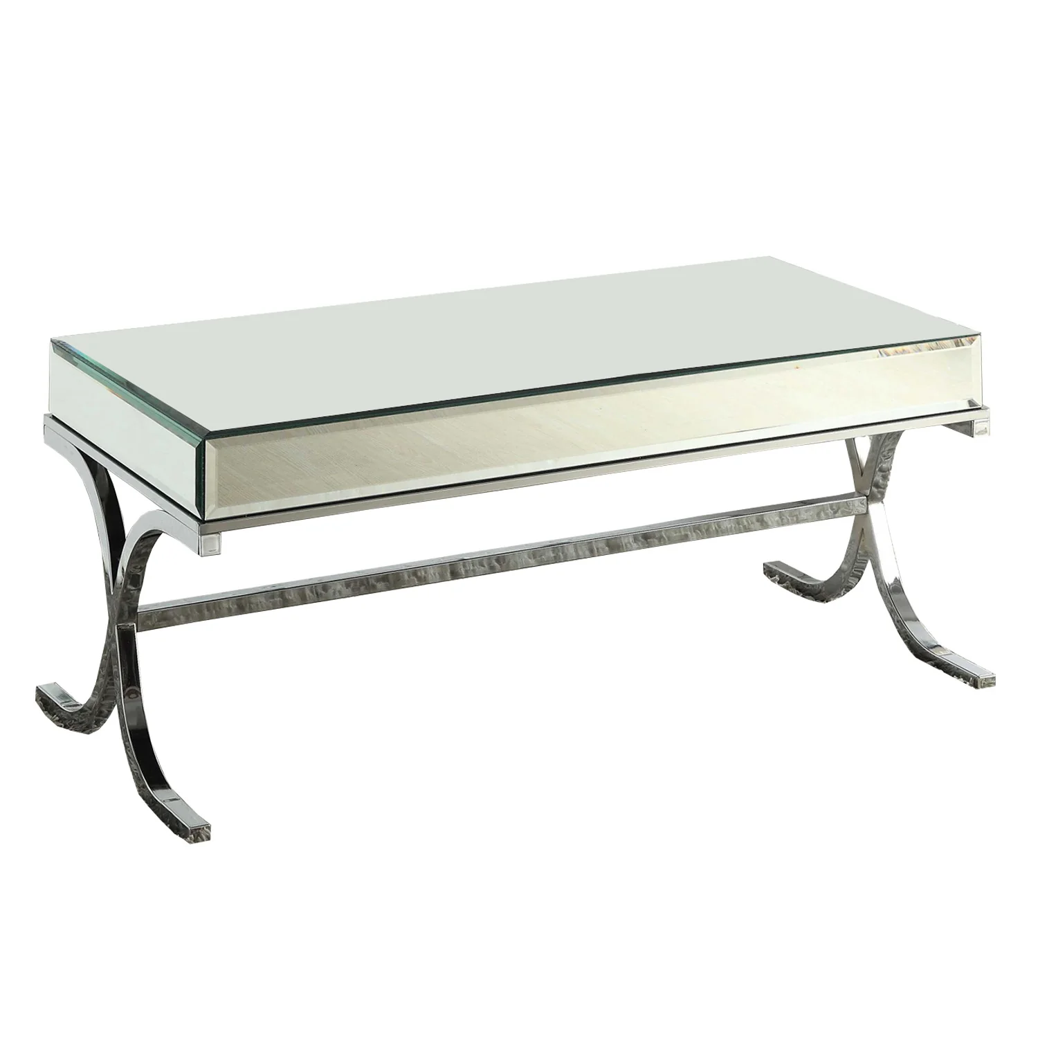 Mirrored Top And Chrome Coffee Table By Homeroots - Image 2
