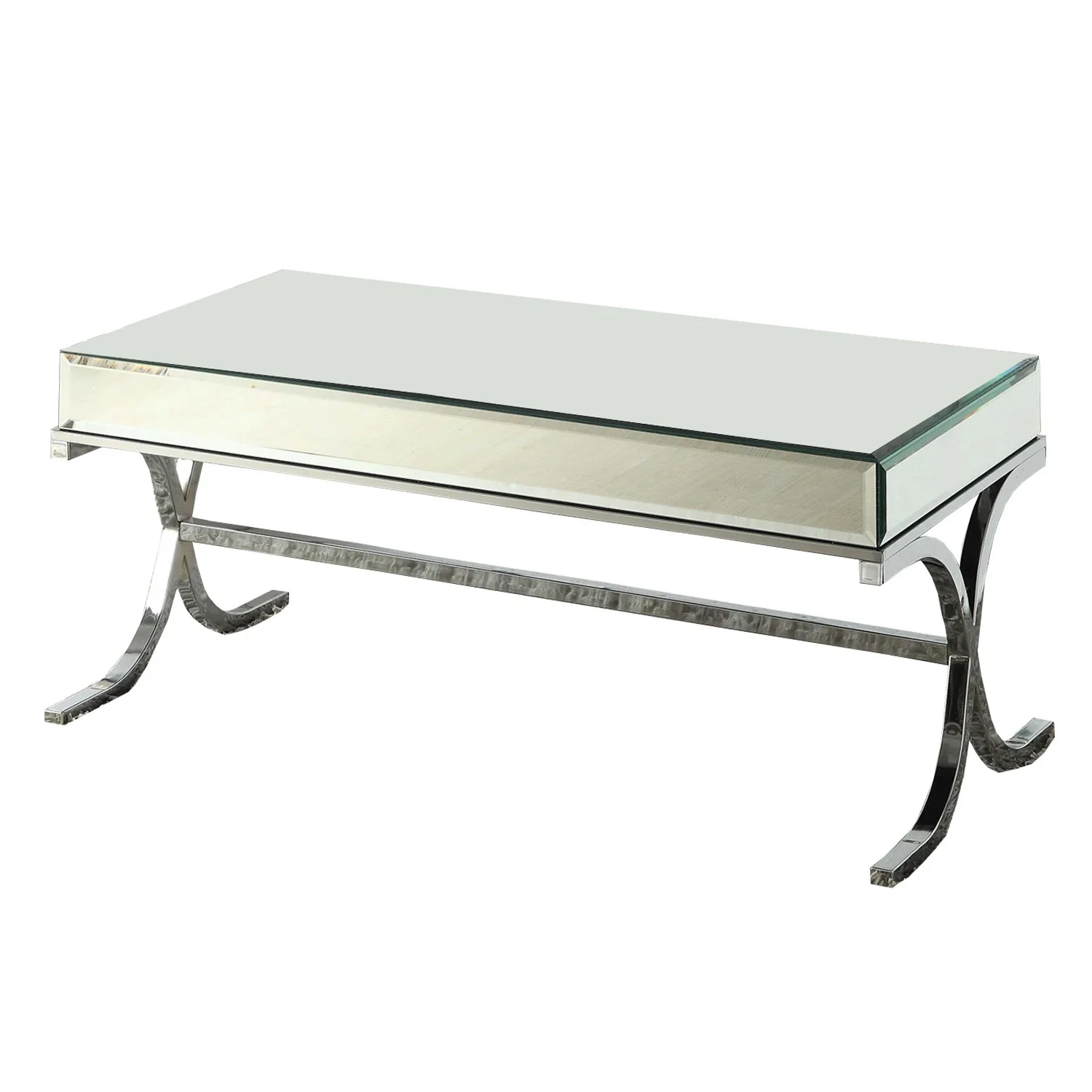 Mirrored Top And Chrome Coffee Table By Homeroots - Image 3
