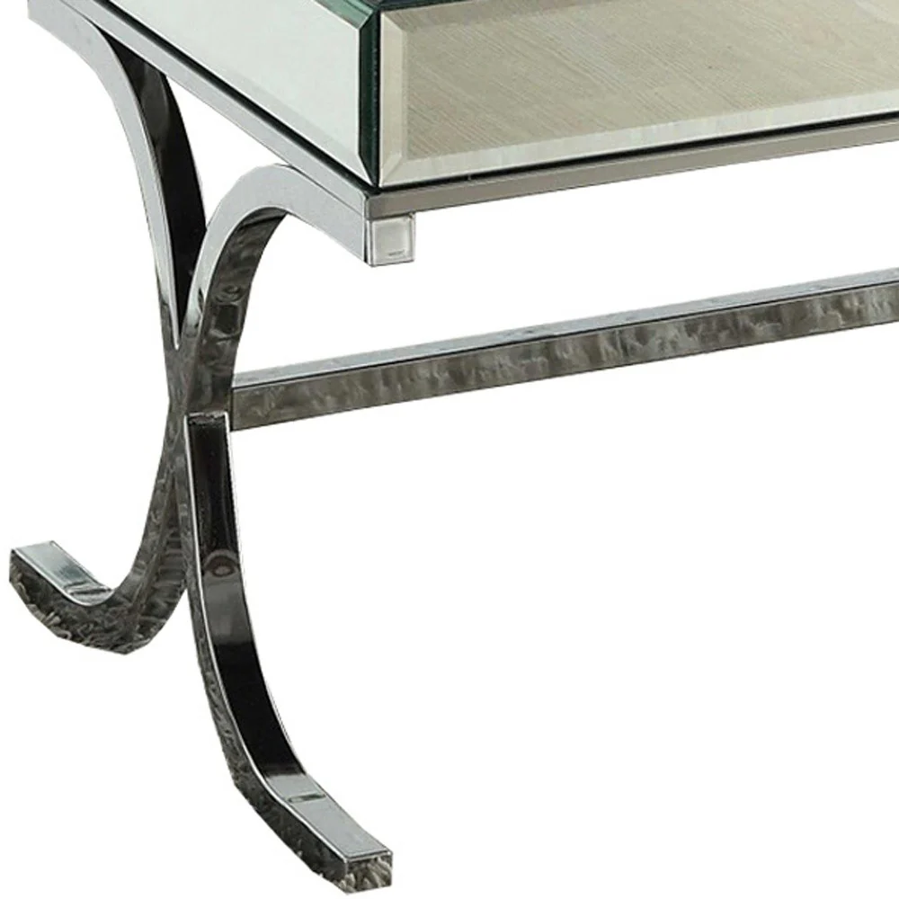 Mirrored Top And Chrome Coffee Table By Homeroots - Image 4