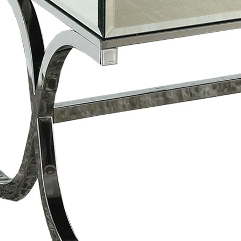 Mirrored Top And Chrome Coffee Table By Homeroots - Image 5