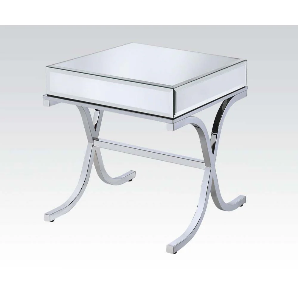 Mirrored Top And Chrome End Table By Homeroots - Image 2