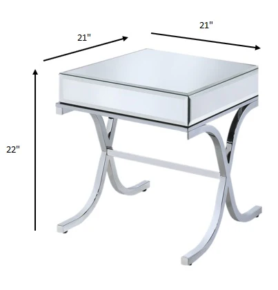 Mirrored Top And Chrome End Table By Homeroots - Image 4
