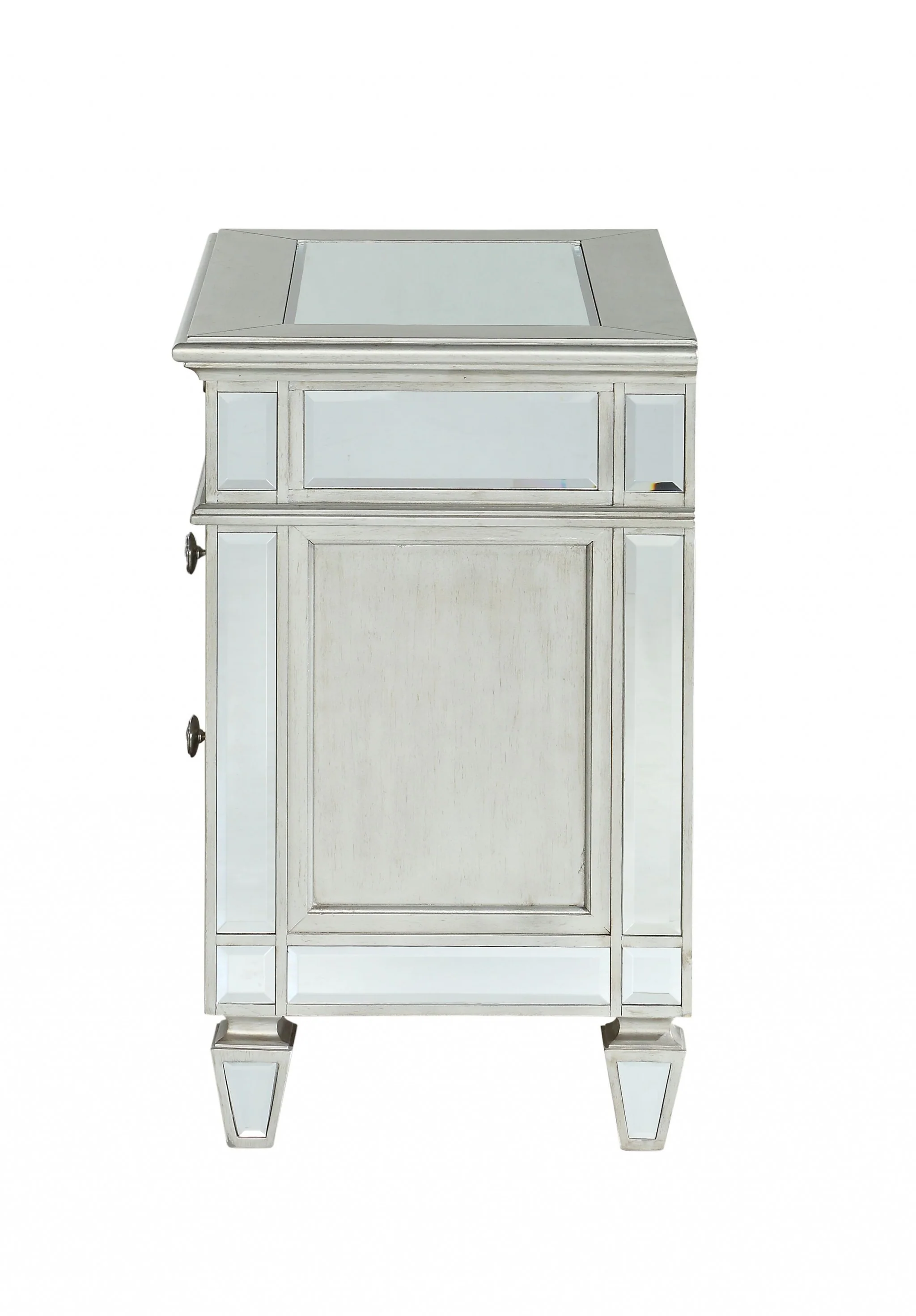 Mirrored Wood Nightstand By Homeroots - Image 3