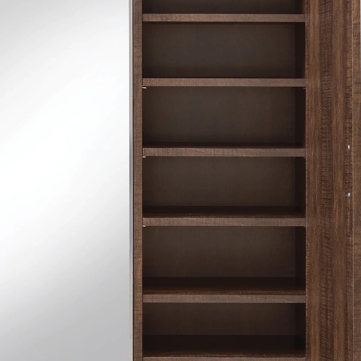 Mirrored Wooden Hall Tree with 1 Door and 1 Drawer, Brown and Silver By Benzara - Image 4