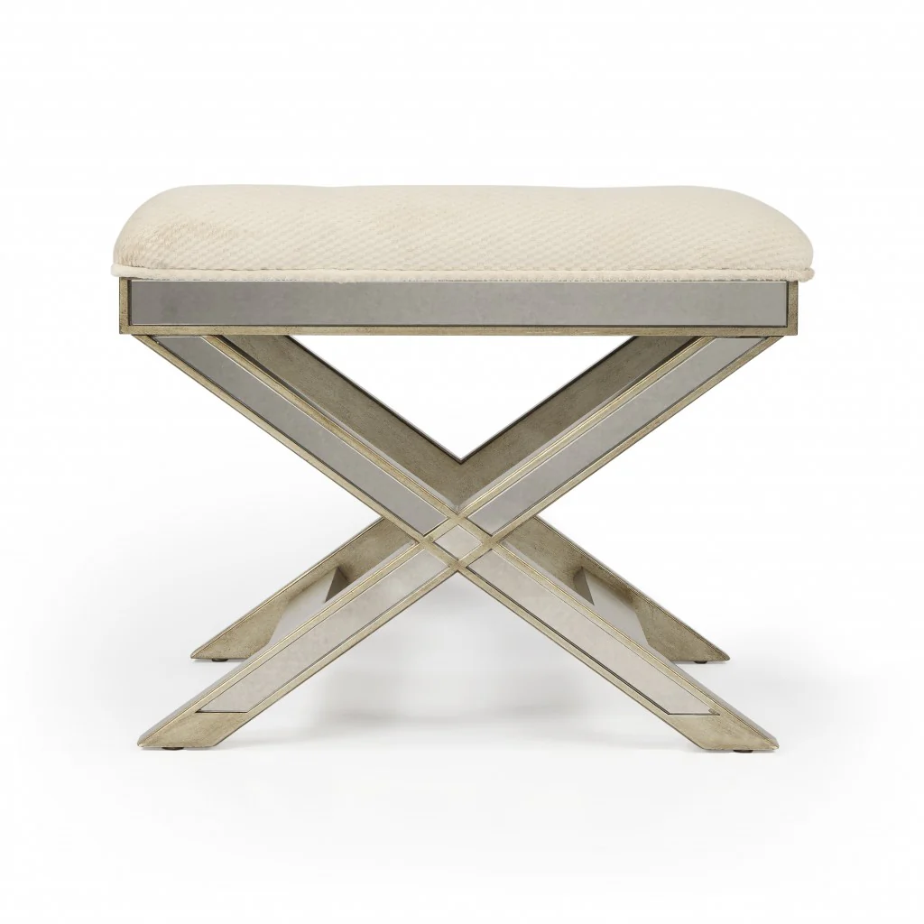 Mirrored X Frame Vanity Stool By Homeroots - Image 3