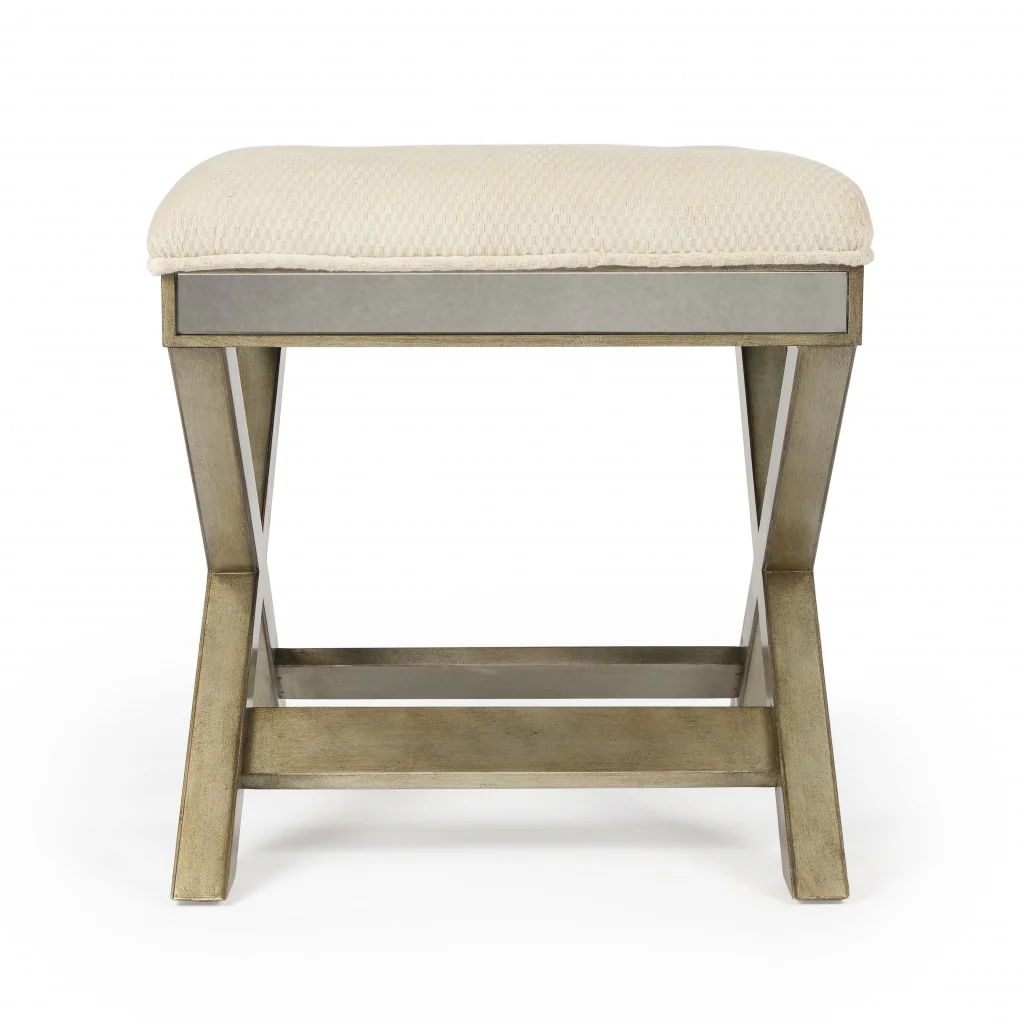 Mirrored X Frame Vanity Stool By Homeroots - Image 4