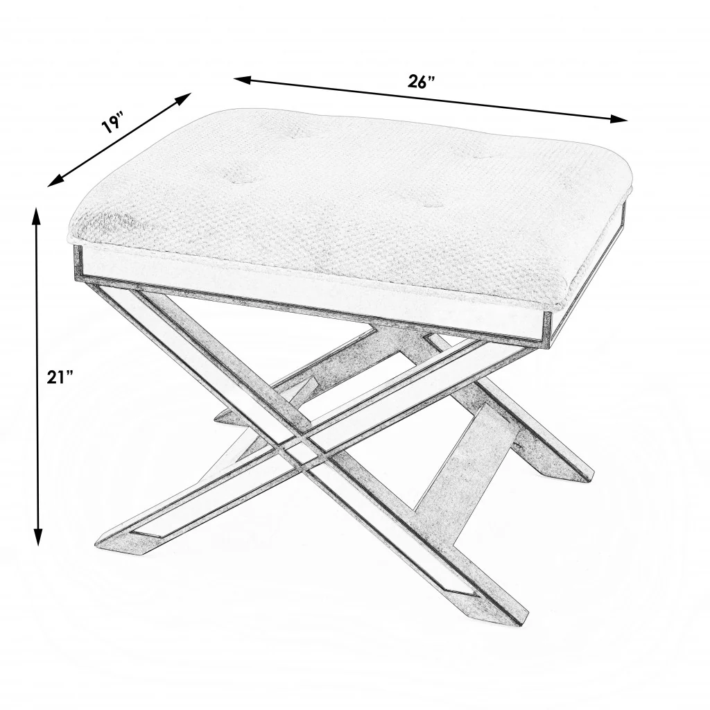 Mirrored X Frame Vanity Stool By Homeroots - Image 7